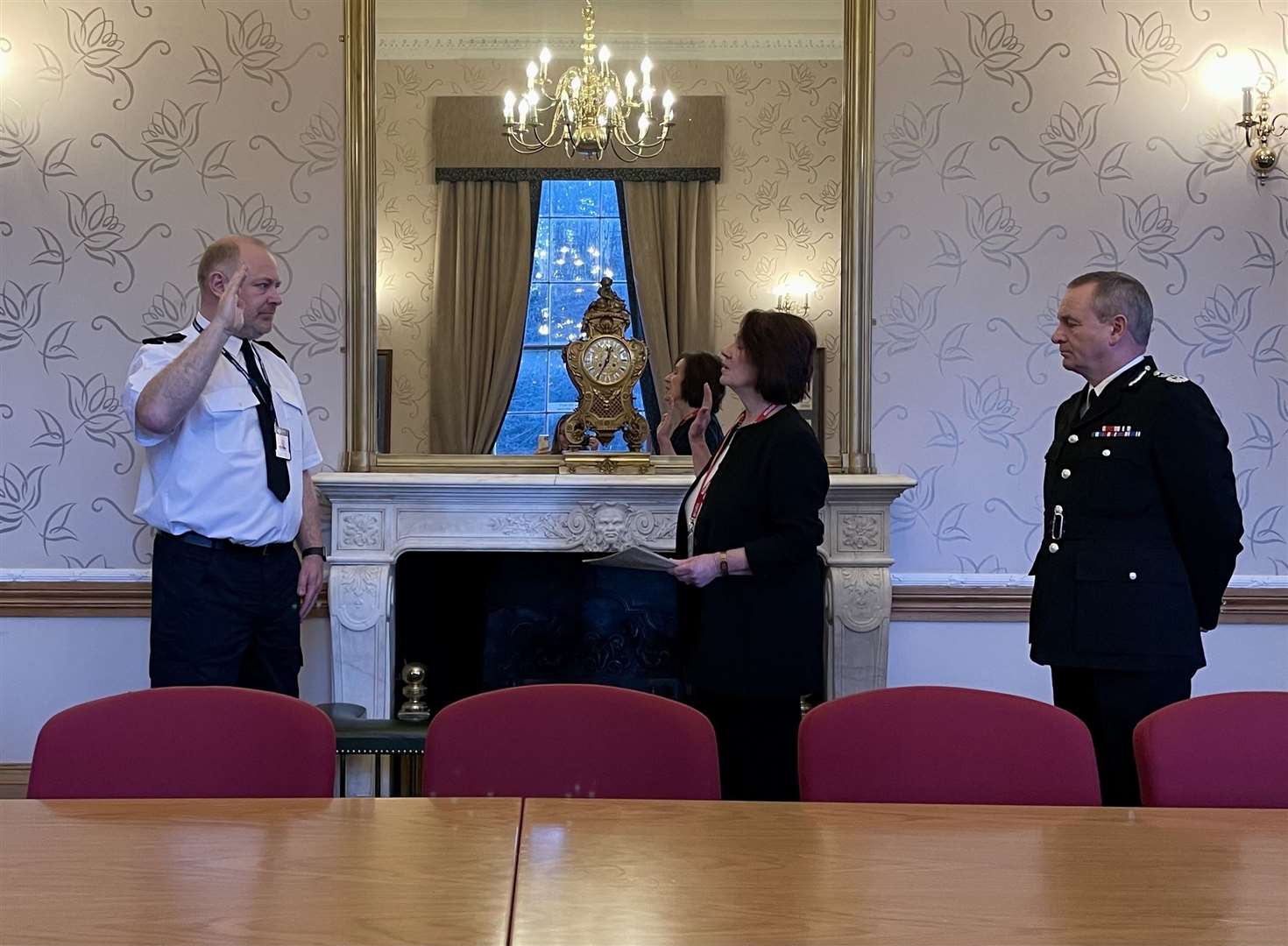 Chief Supt Robert Shepherd (left) was sworn in earlier this year by Justice of the Peace Gillian Thomson and Chief Constable Sir Iain Livingstone.