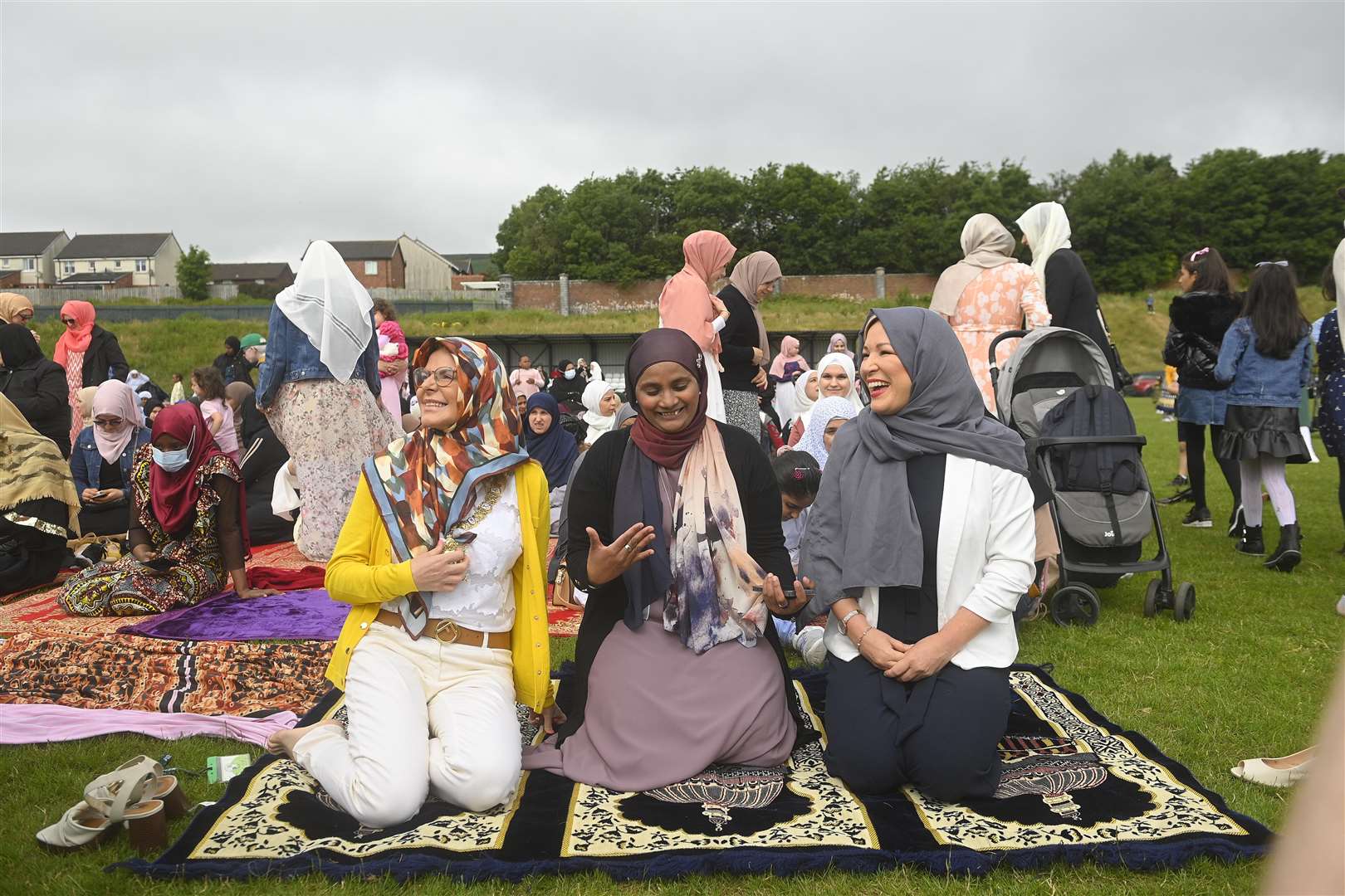 Sinn Fein Vice President Michelle O’Neill (right) during the Eid festival at Davitt Park GAA grounds in Belfast (Mark Marlow/PA)