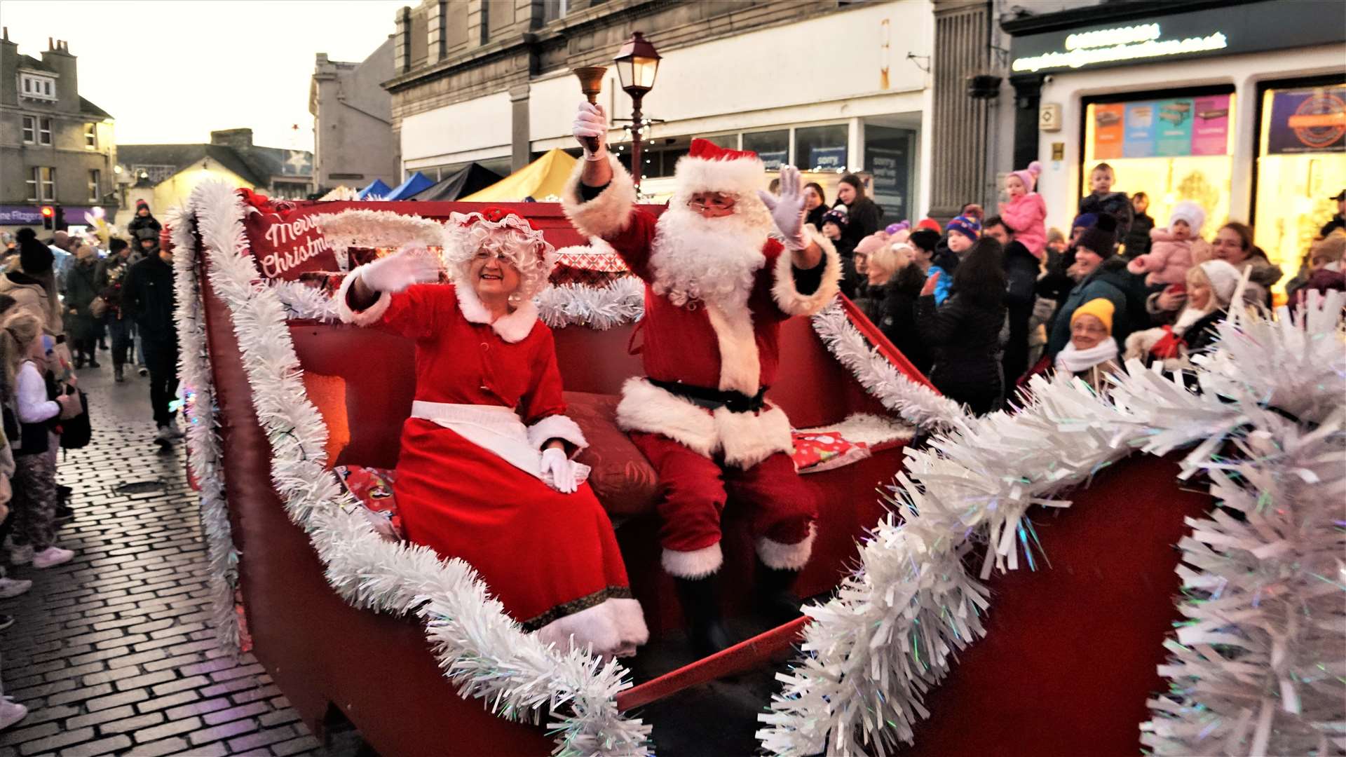 Santa and Mrs Claus arrive in their sleigh. Picture: DGS