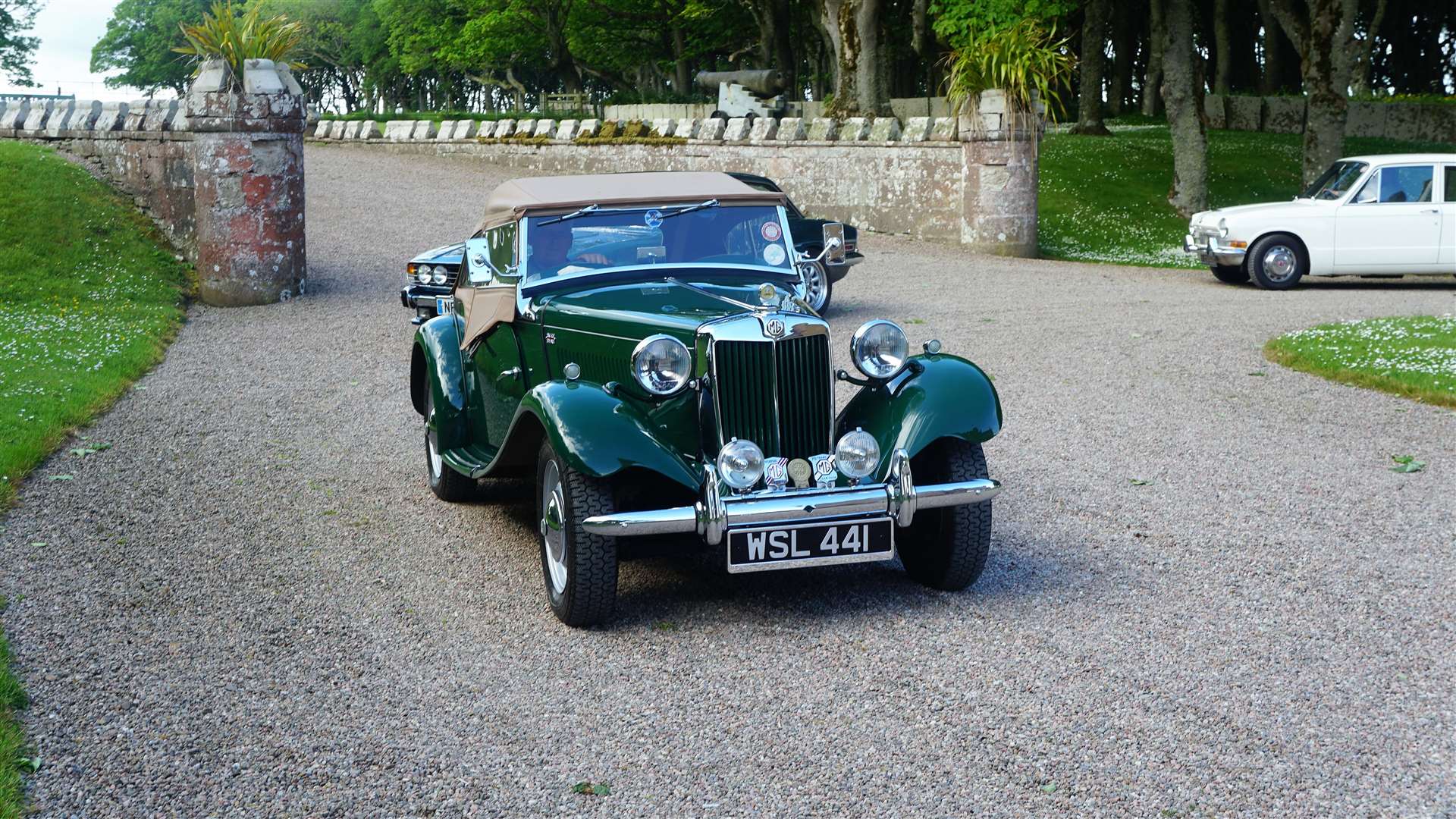 A vintage MG sits on the driveway of Chateau de Mey during a club event last year.  Photo: DGS