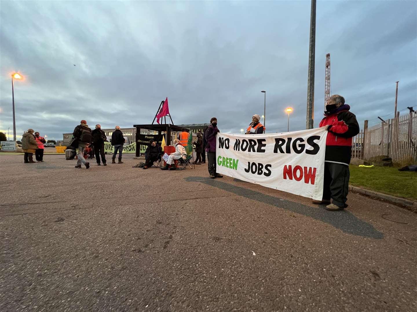 Protesters at the Invergordon port.
