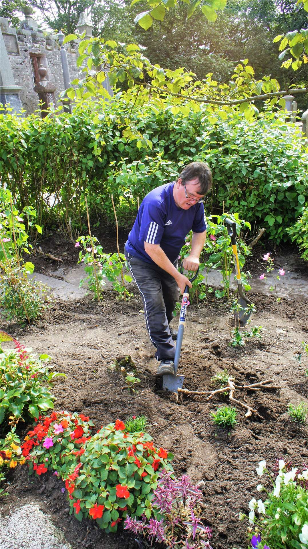 Leslie Macadie working in the garden back in 2020. Picture: DGS