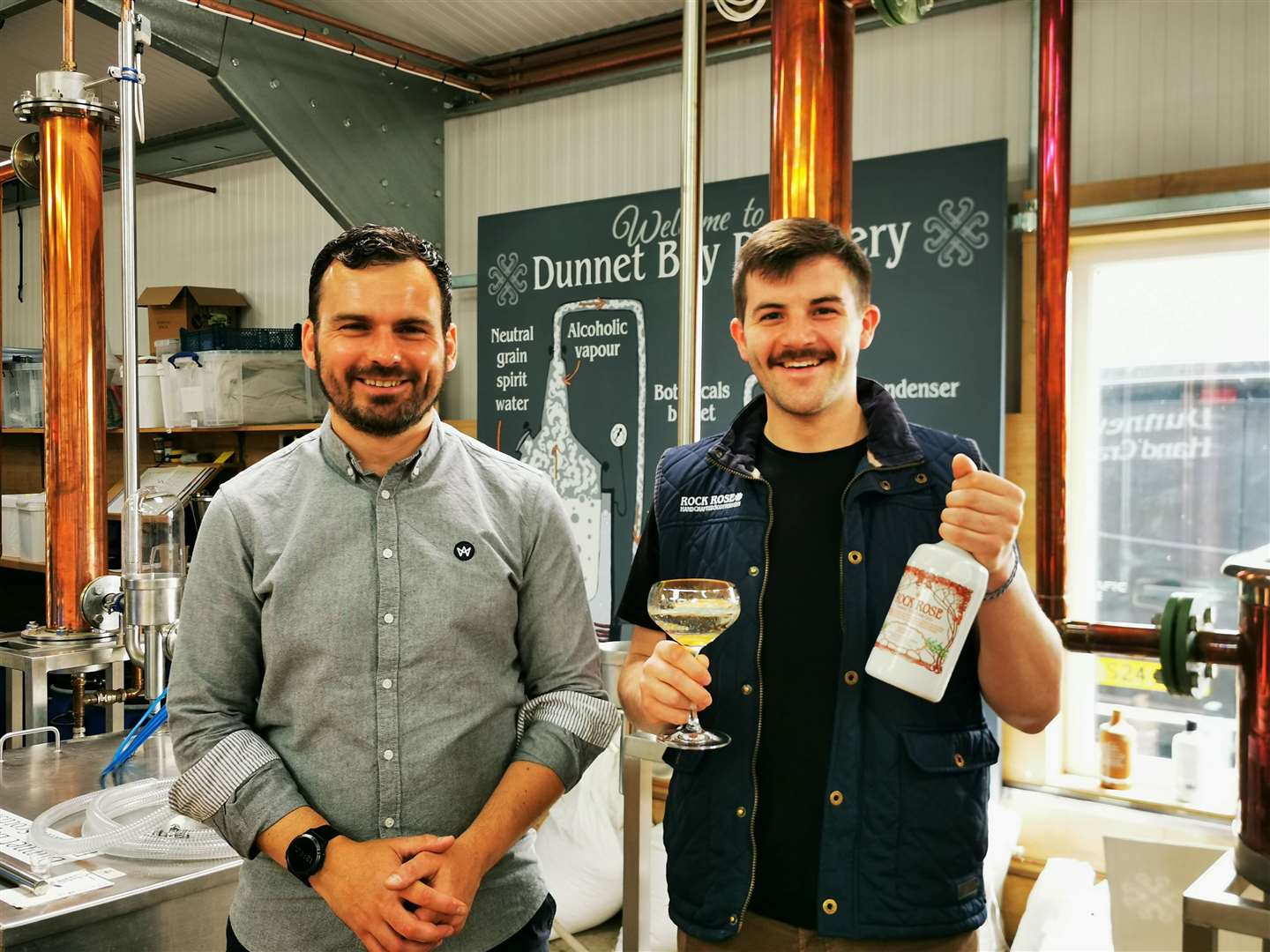 Craig Chambers (right) with Martin Murray. Craig created the new gin flavour for Dunnet Bay Distillers