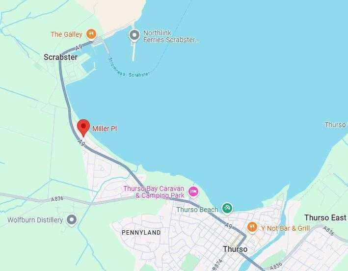 A location map of Miller Place in Scrabster. Source: Google