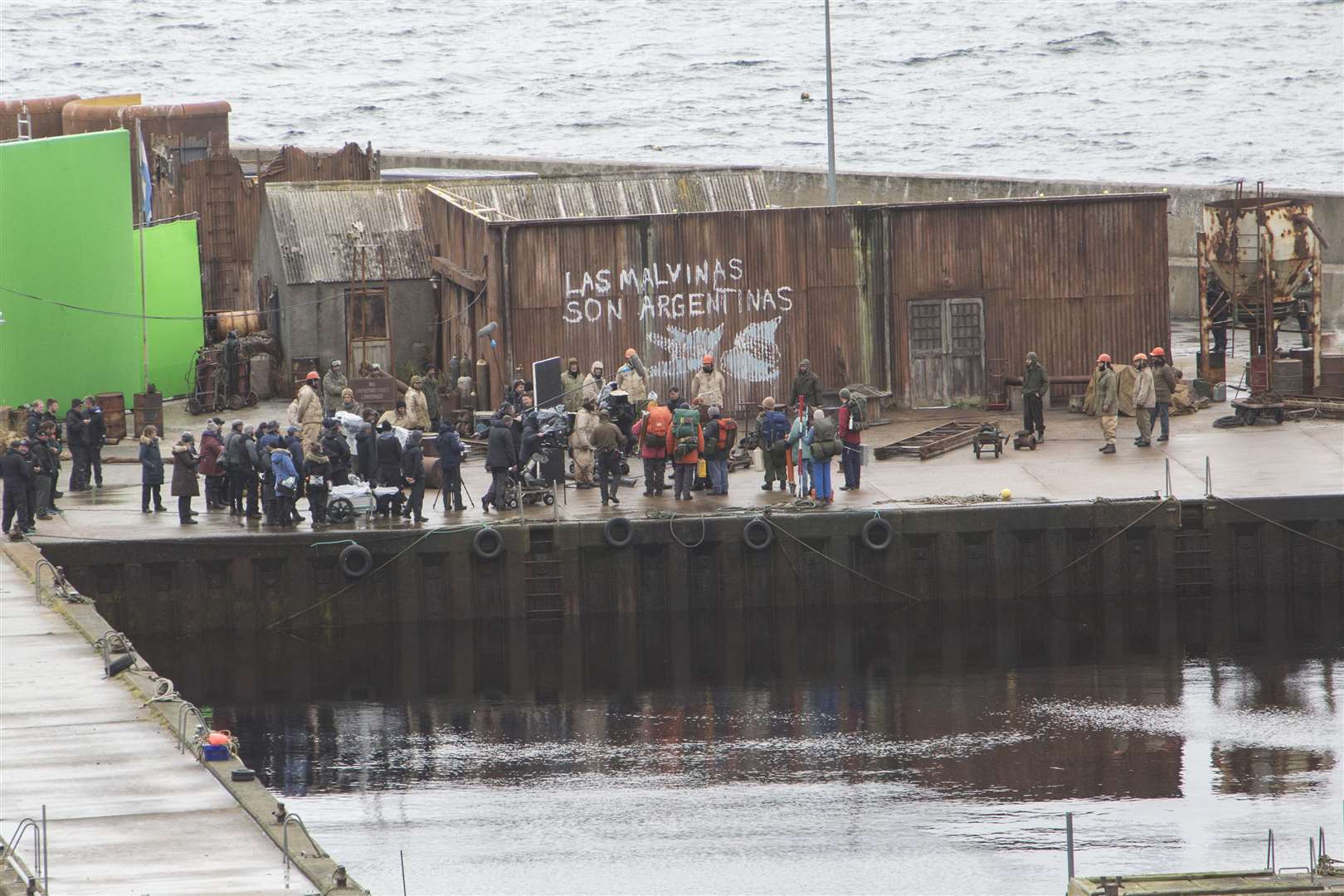 The scene at Lybster harbour on Wednesday where the Netflix drama The Crown was being filmed. Picture: Robert MacDonald / Northern Studios