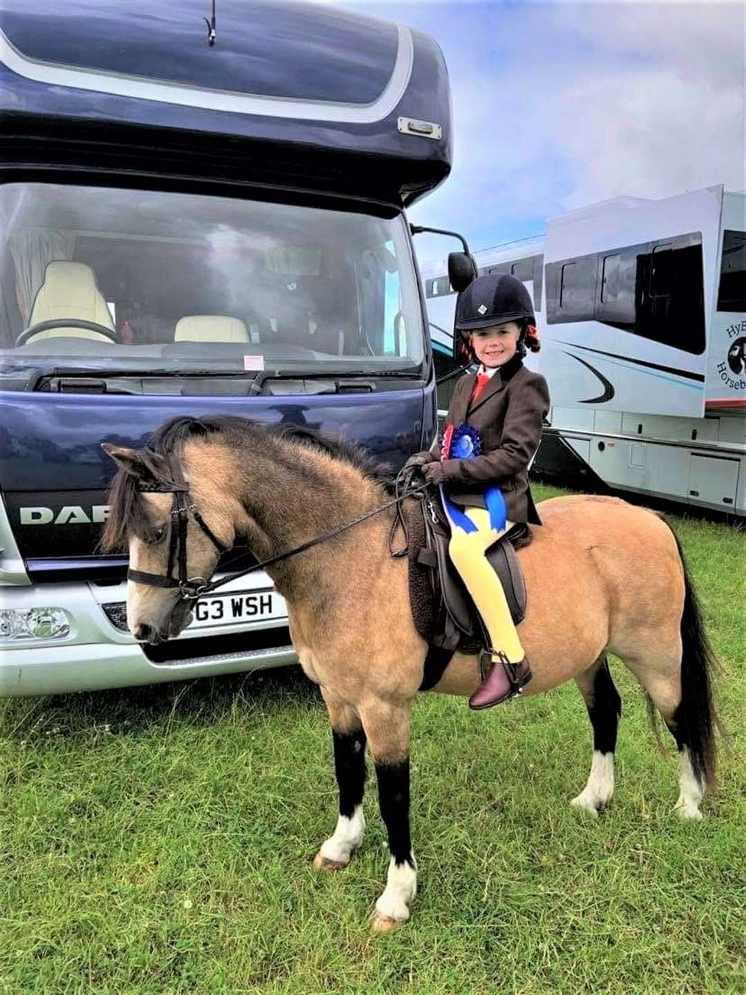 Six-year-old Rachel MacGregor and Forlan Honey Dundandy looking very happy with themselves after a successful day at Caithness Branch of the Pony Club's open show.