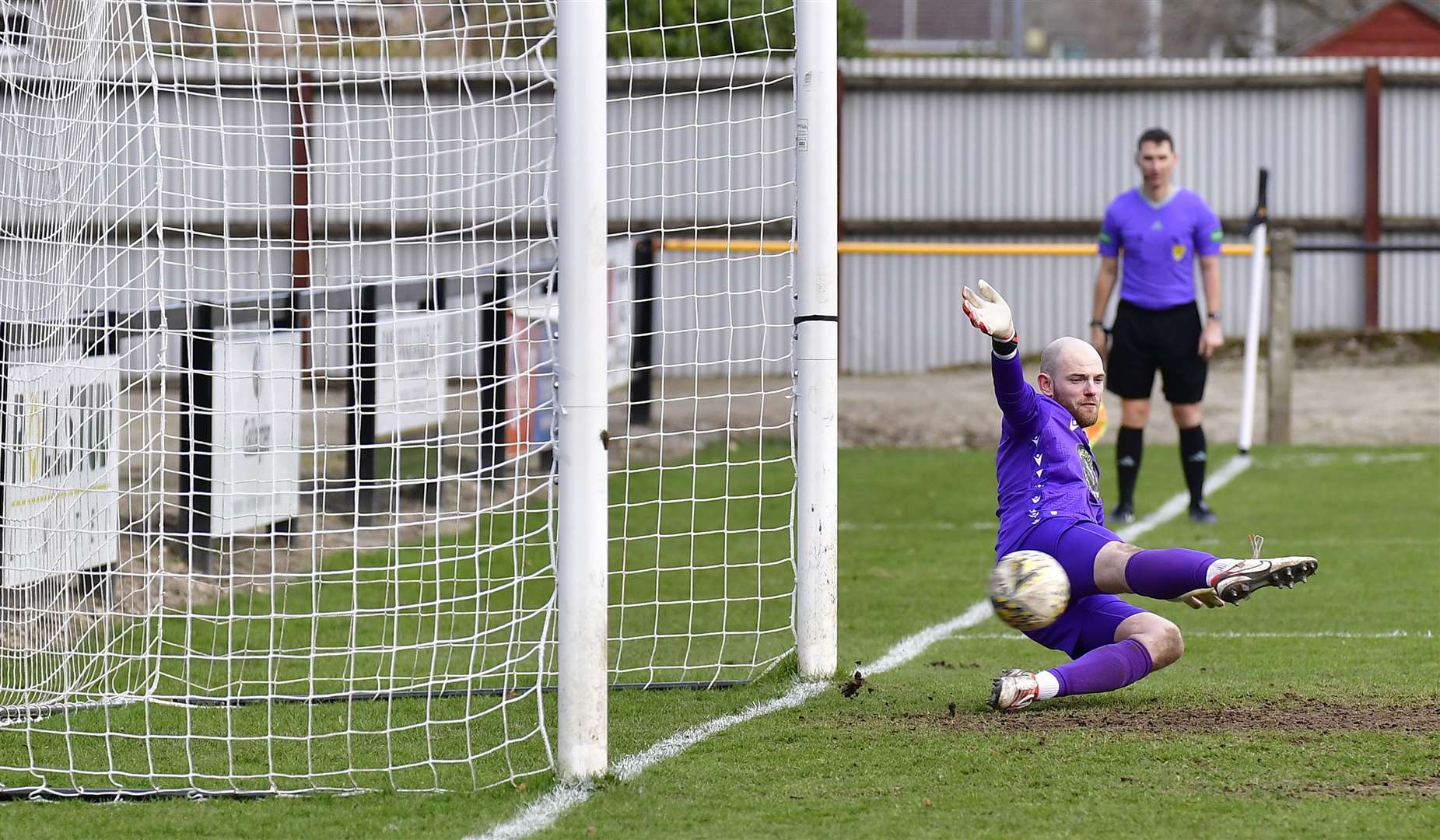 Marc Macgregor's penalty sends Huntly keeper Fraser Hobday the wrong way late in the game. Picture: Mel Roger