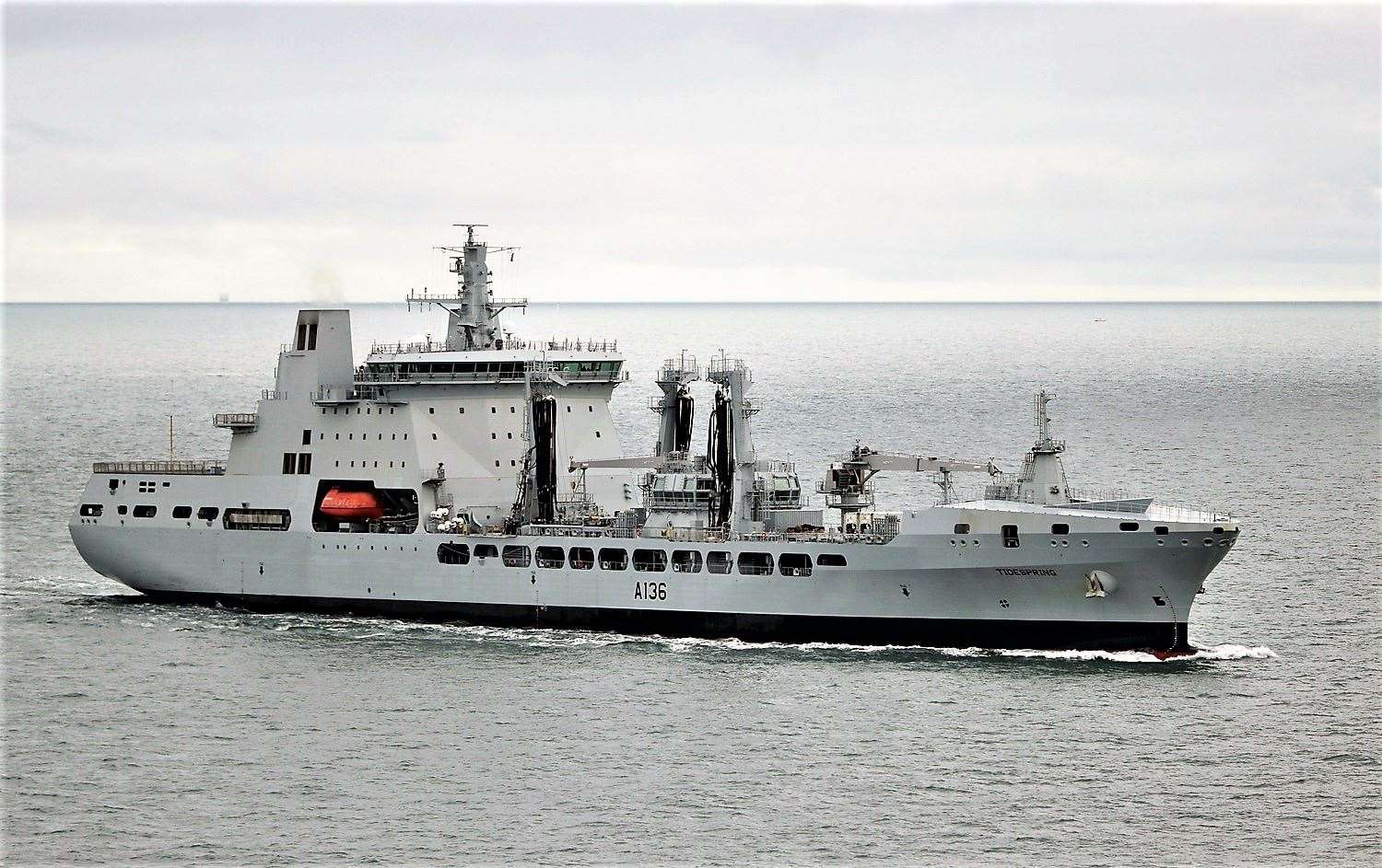 An image supplied by the Royal Navy's press department shows a more detailed view of the specialist ship