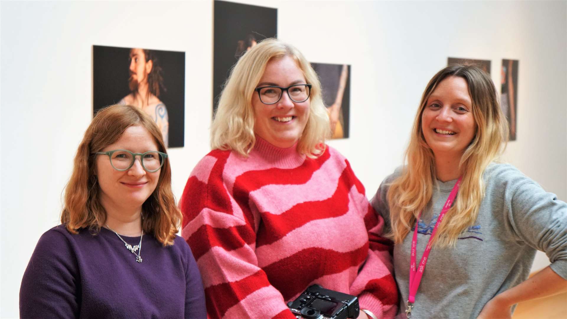 Aimee Lockwood, Susie Mackenzie and Charlotte Mountford at the opening of Painted People on Saturday. Picture: DGS