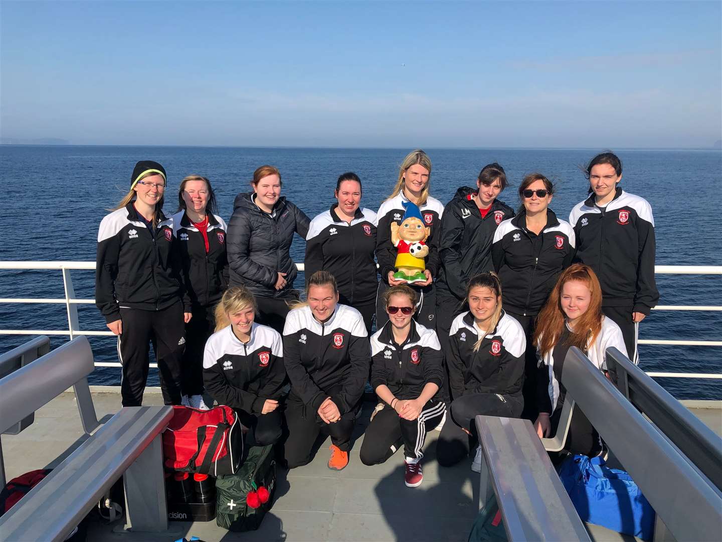 Caithness Ladies FC en route to Orkney where they faced Kirkwall City. Caithness would return with even bigger smiles on their faces after thrashing their hosts 7-2.