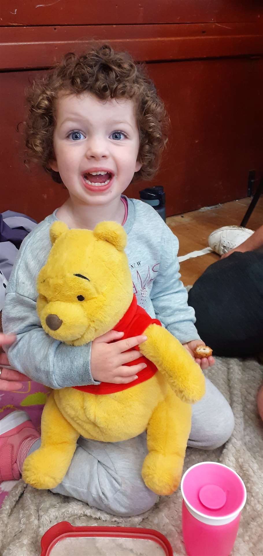 Thea has a good laugh with Winnie the Poo. Picture: Sharon Dismore