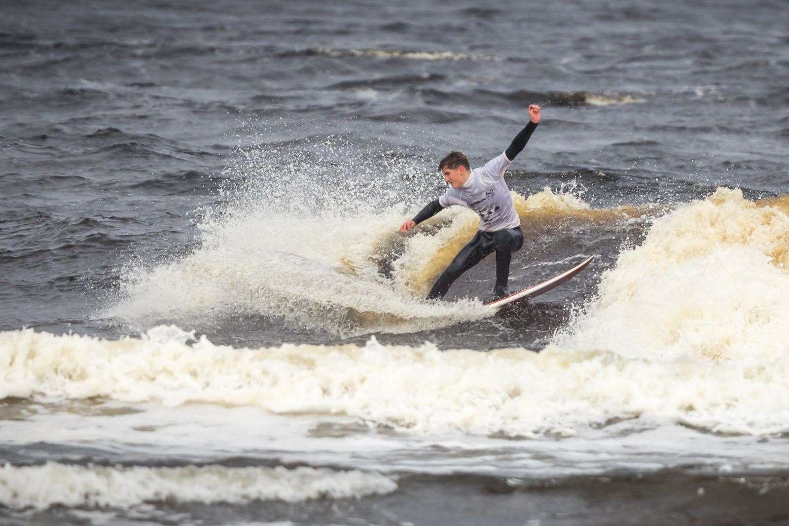 Craig McLachlan (16) won the open title at the Scottish National Surfing Championships held at Thurso East in November. Picture: Duncan McLachlan