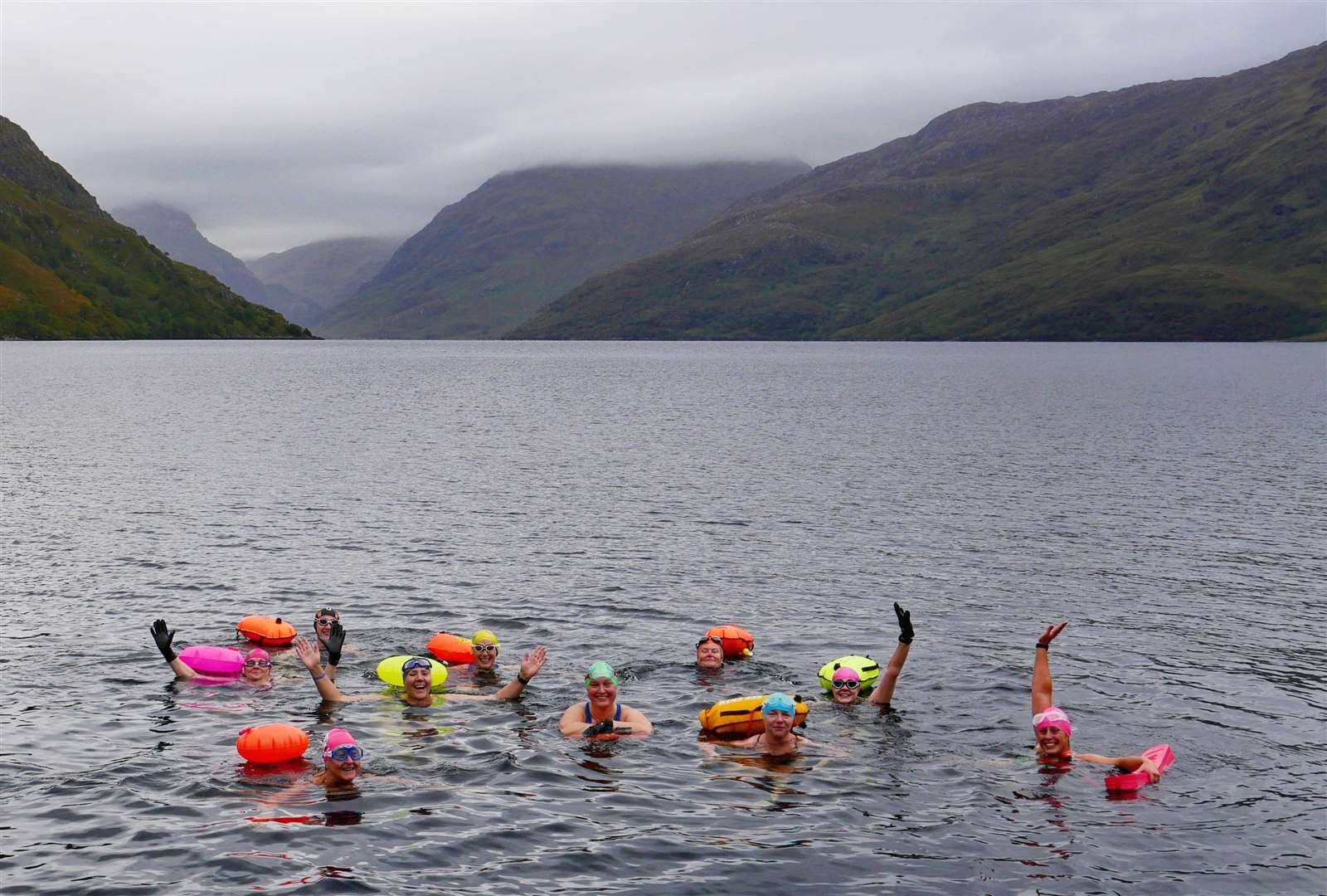 Wild swimmers in Loch Morar in the Western Highlands.