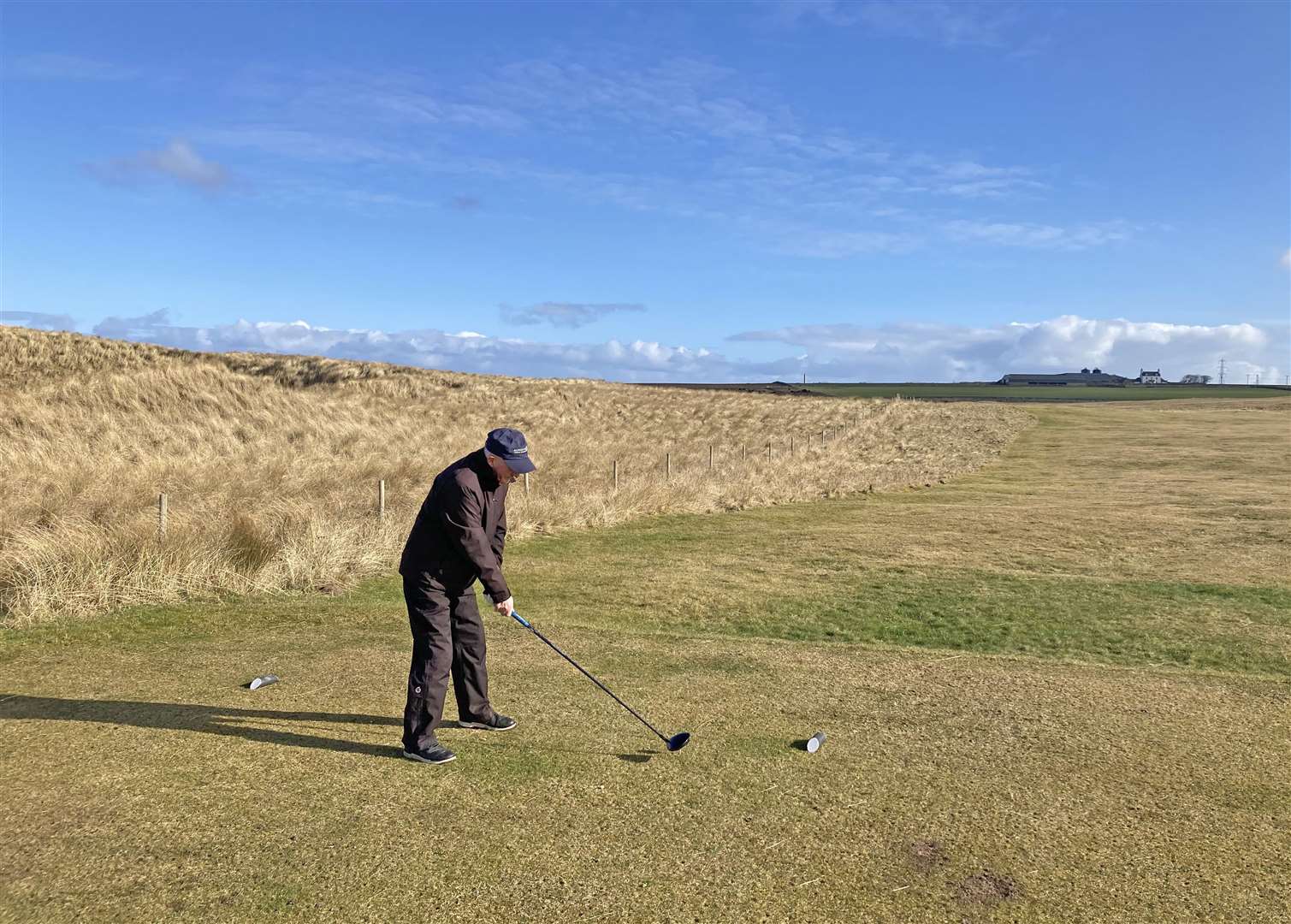 Fred Groves teeing off at the eighth hole. Fred won this week's round of the North Point Distillery Senior Stableford.