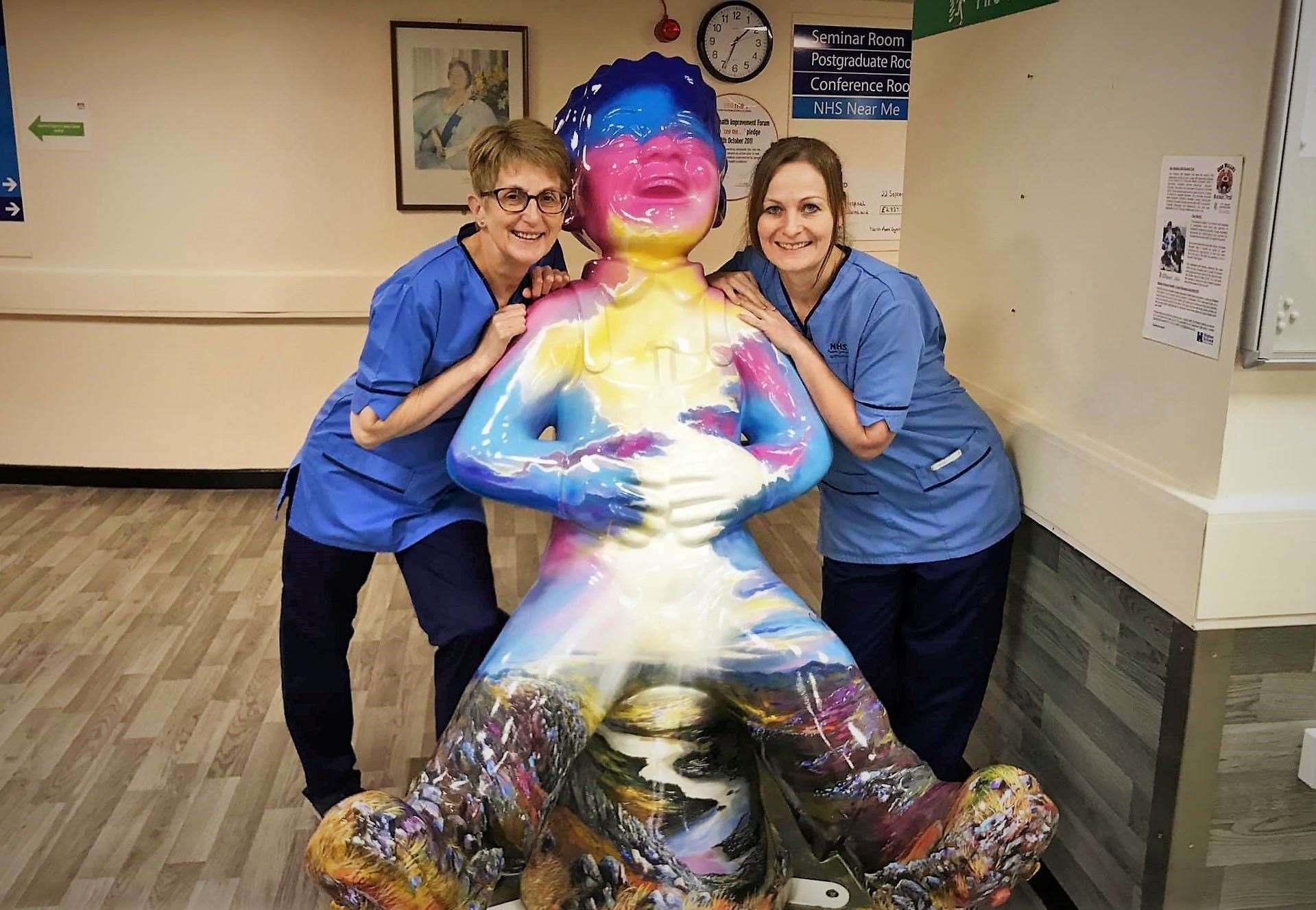 Emergency nurses at Caithness General Hospital Evelyn Tait (left) and Donna Simpson pose with Oor Wullie.