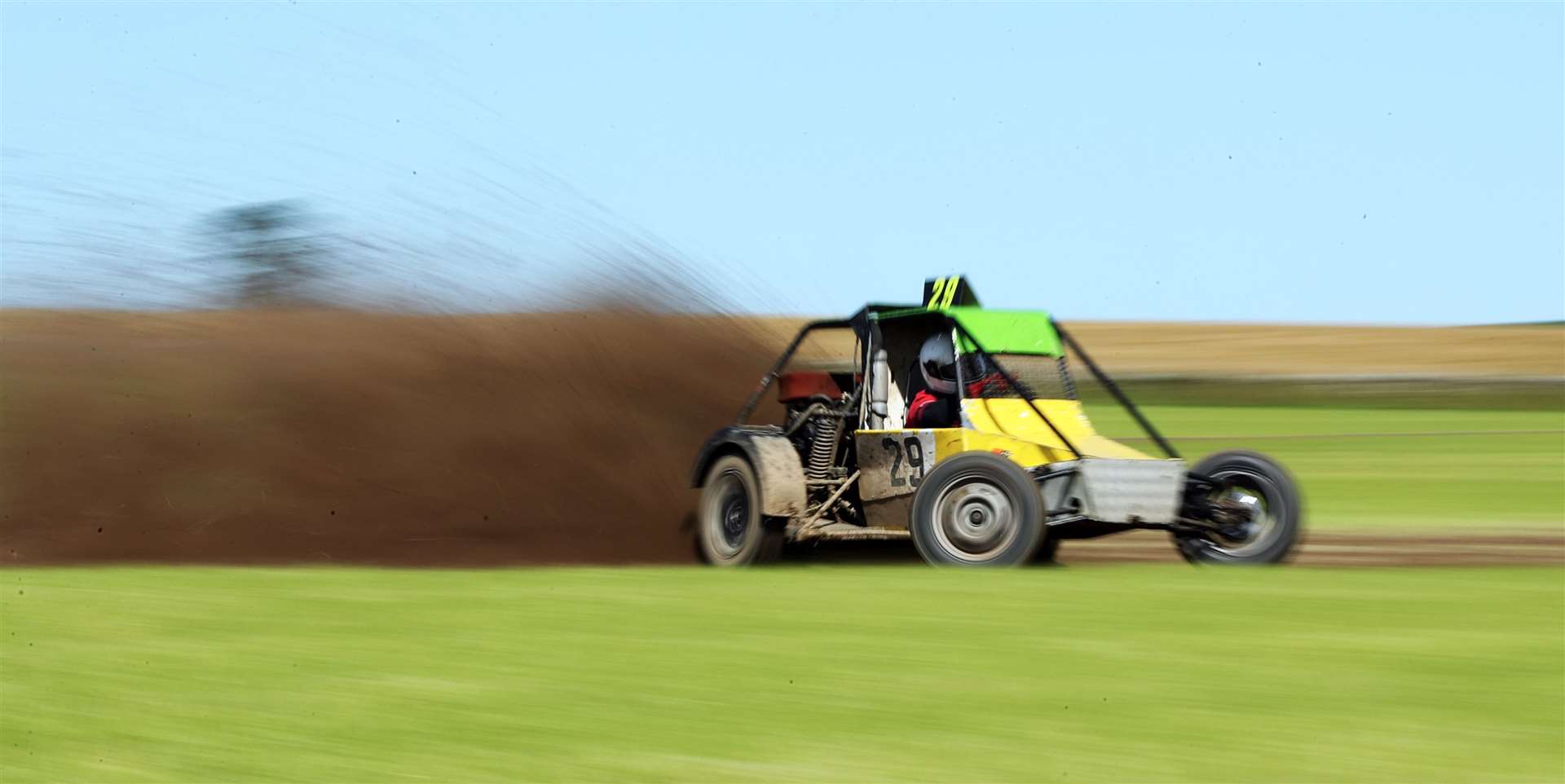 Lenny Humphries exits a corner in his special buggy. Picture: James Gunn