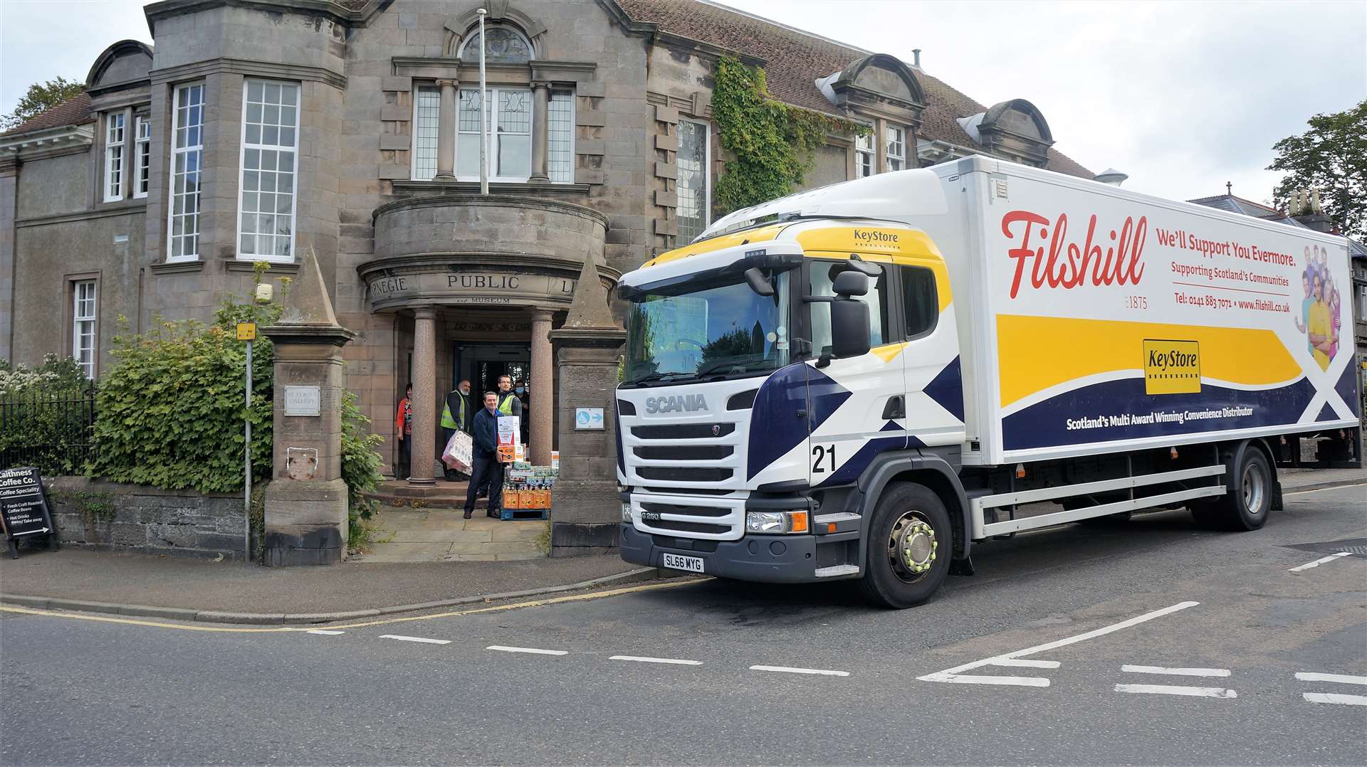 The pallet of food and essentials was delivered to the Sinclair Terrace based food bank via a KeyStore lorry.