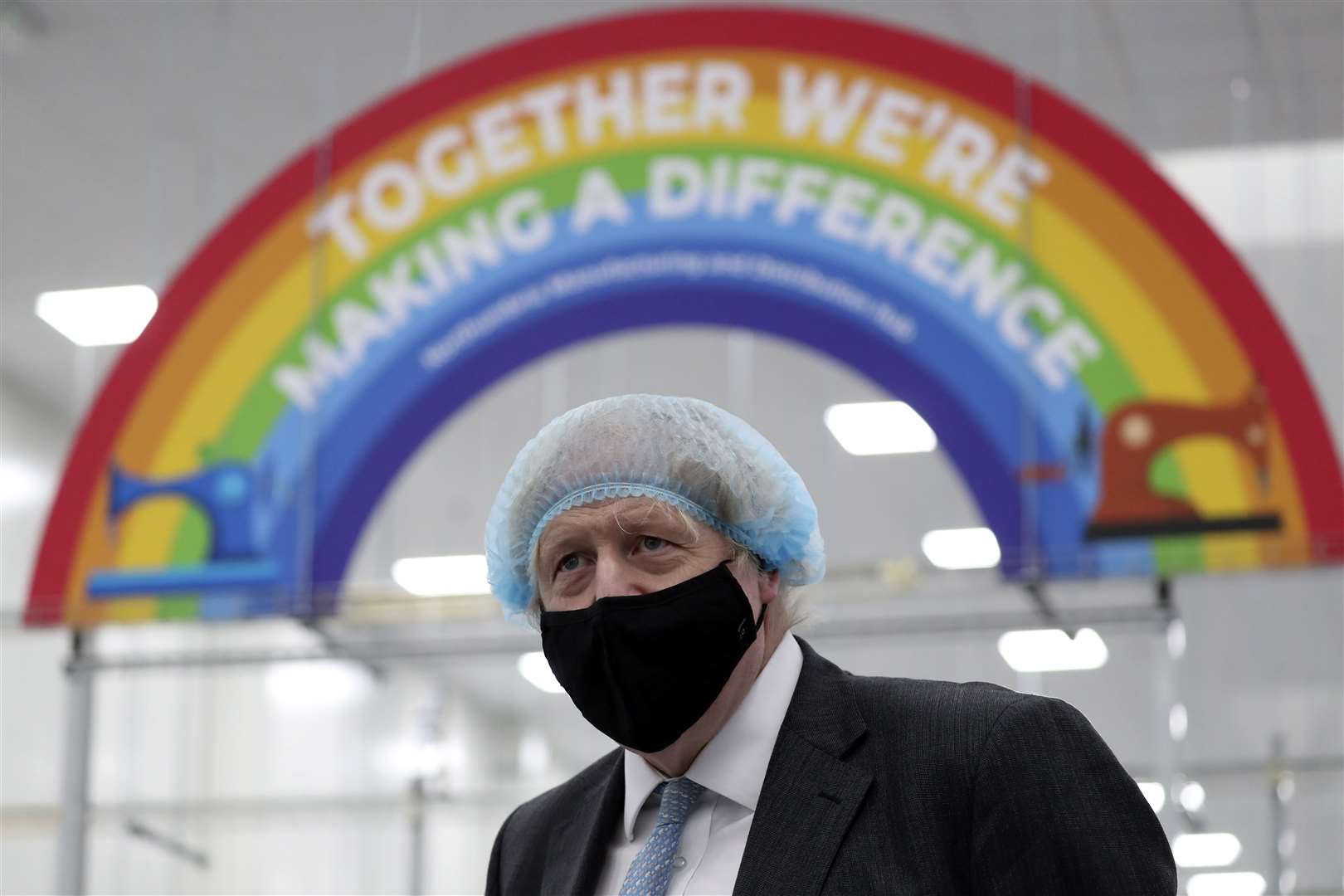 The Prime Minister during a visit to a PPE manufacturing facility in Seaton Delaval (Scott Heppell/PA)
