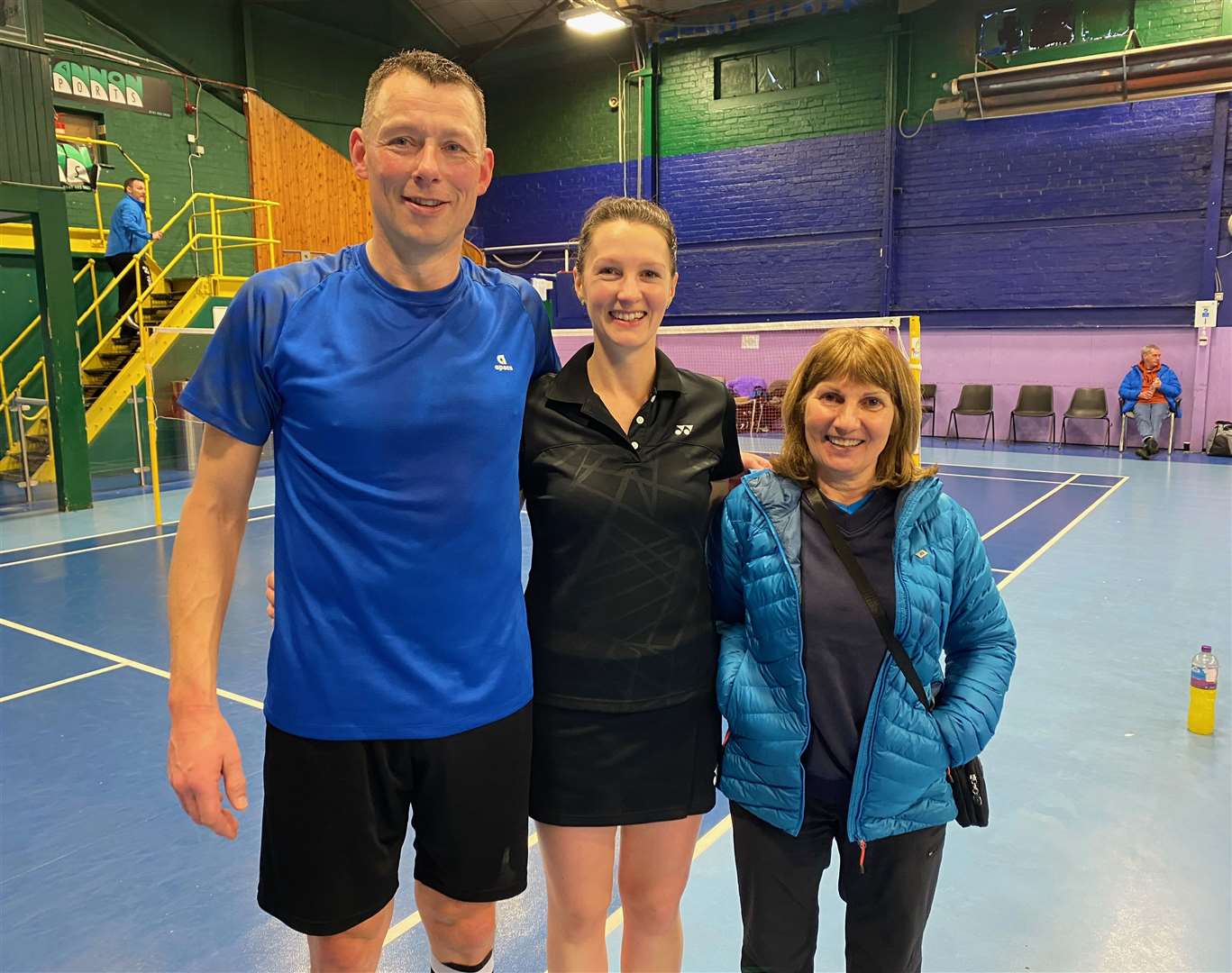 Caithness trio Mark and Shona Mackay and Jane Grant at the Sir Craig Reedie Badminton Centre in Glasgow.