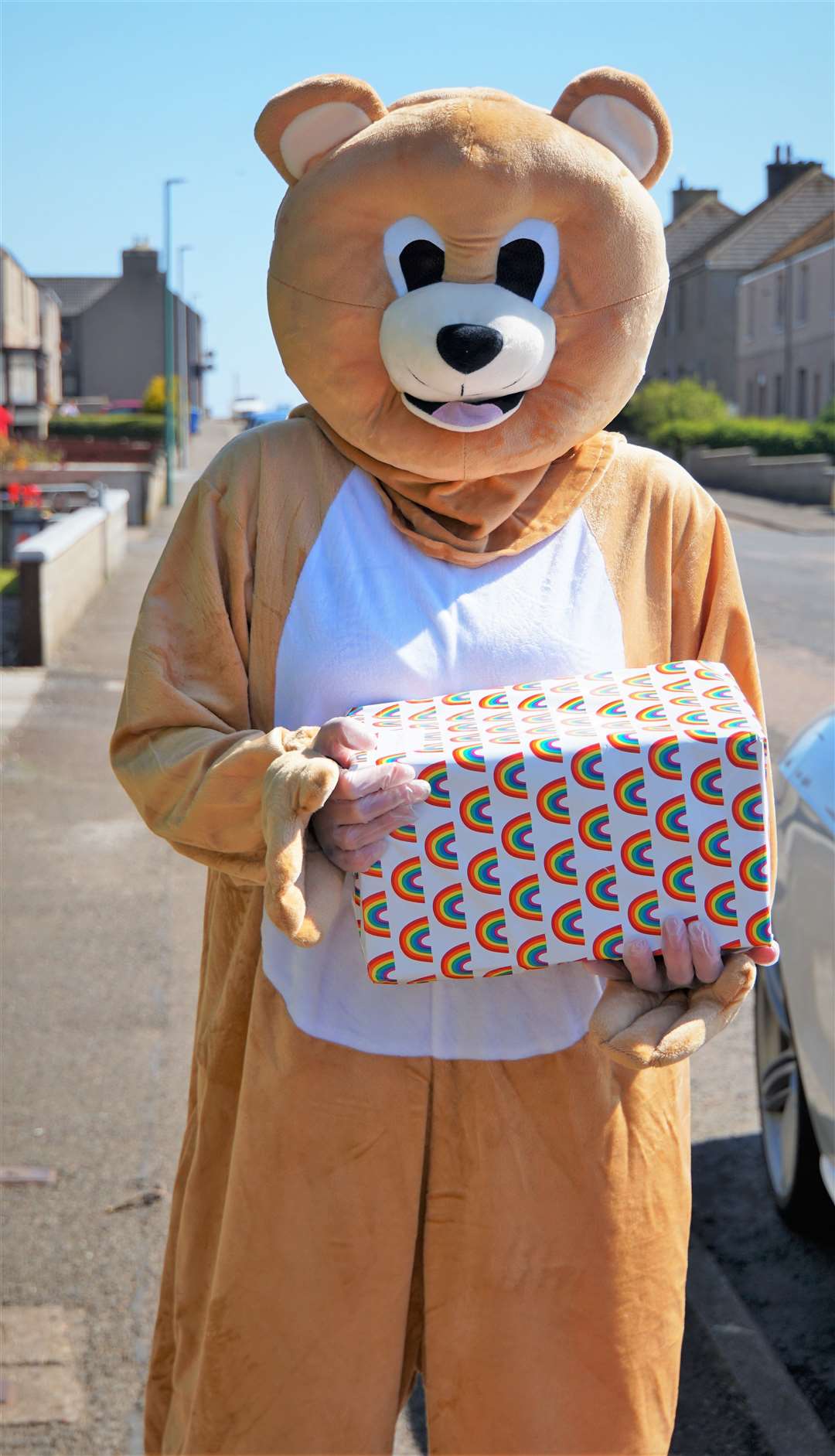 This teddy bear had a little 'inside help' from care worker Wendy McLeod for making a special delivery.
