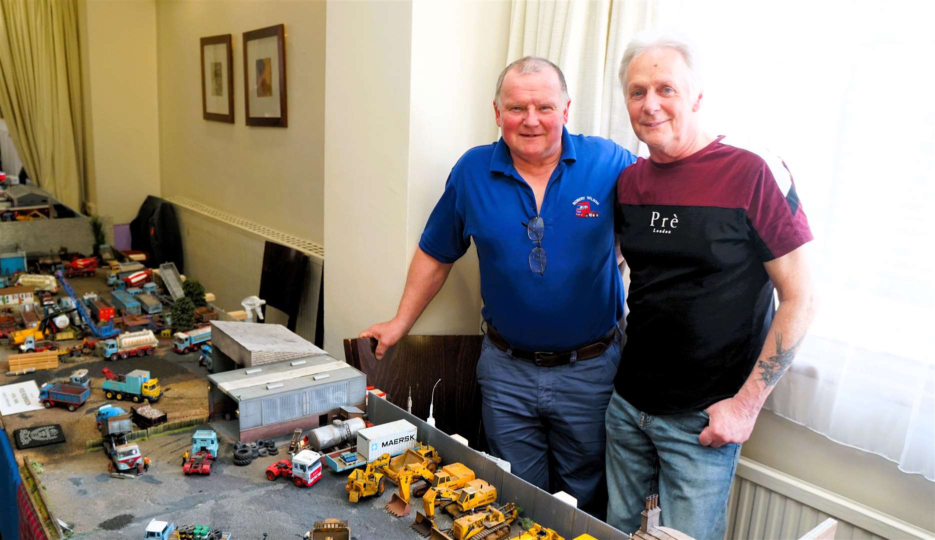 The event provided an opportunity for old pals to see each other. Robert Wilson (left) and Robbie Holmes had a special display they had bought from a collector who has now passed away. Picture: DGS