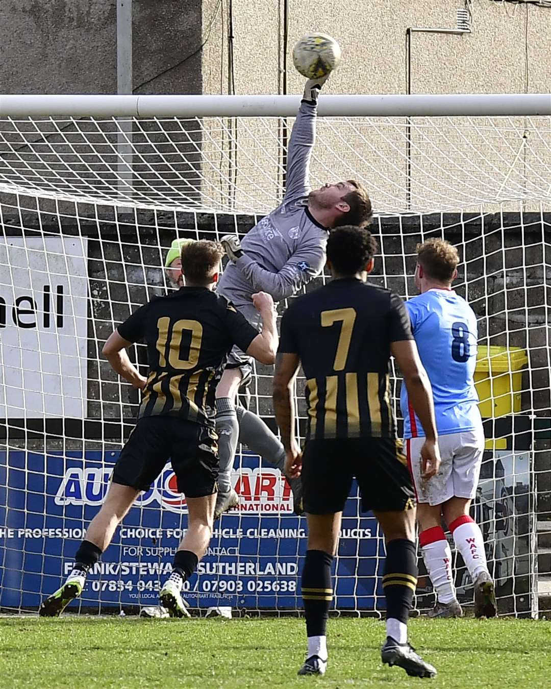 Wick keeper James More at full stretch to tip the ball the over the crossbar. Picture: Mel Roger