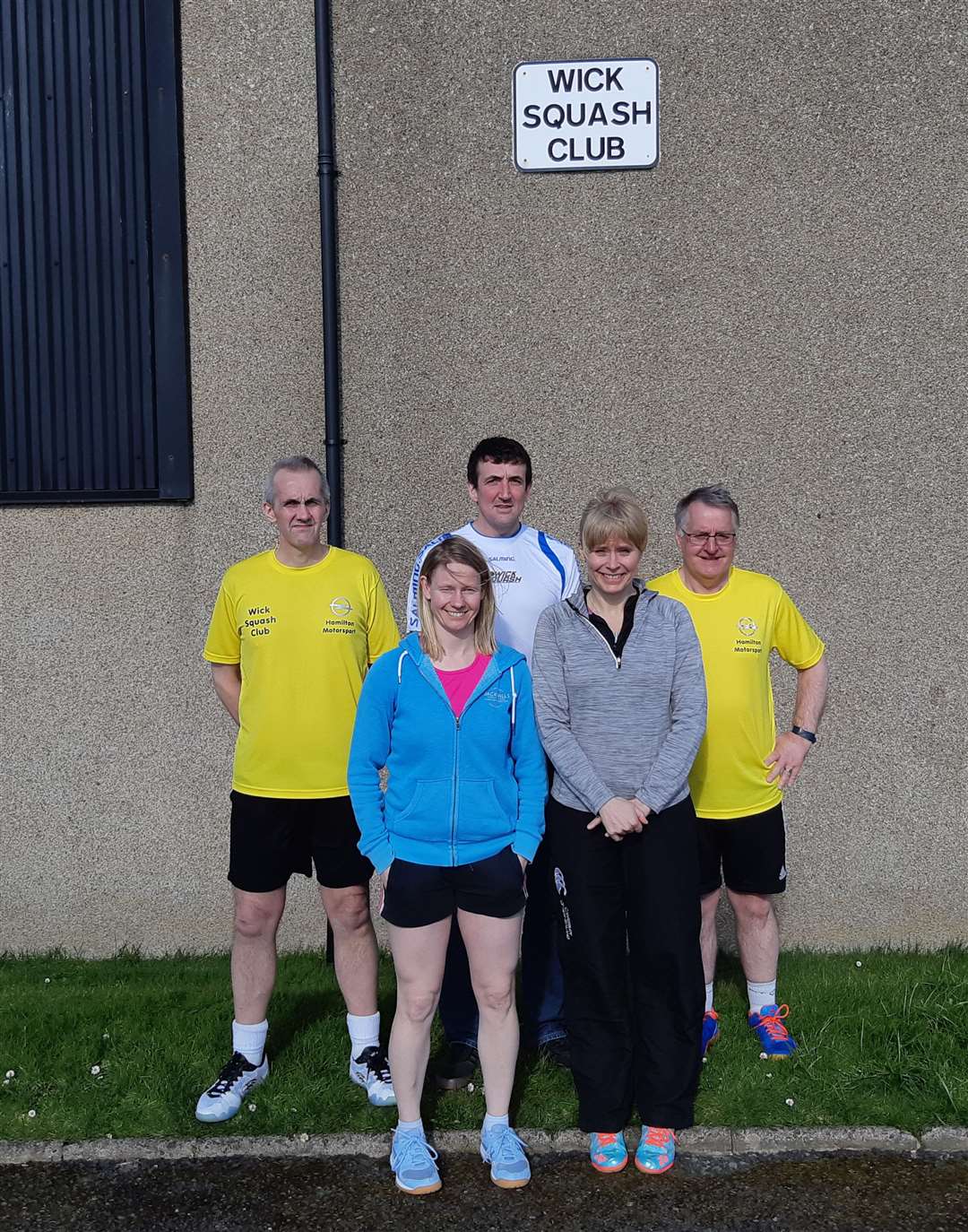 Some of the Caithness contingent outside Wick Squash Club after a successful tournament in Inverness. From left: Donald Durrand, Mhairi Vines, Andrew Bremner, Carole Begg and Willie Jappy. Missing from the picture are Jane Grant and Willie Steven.