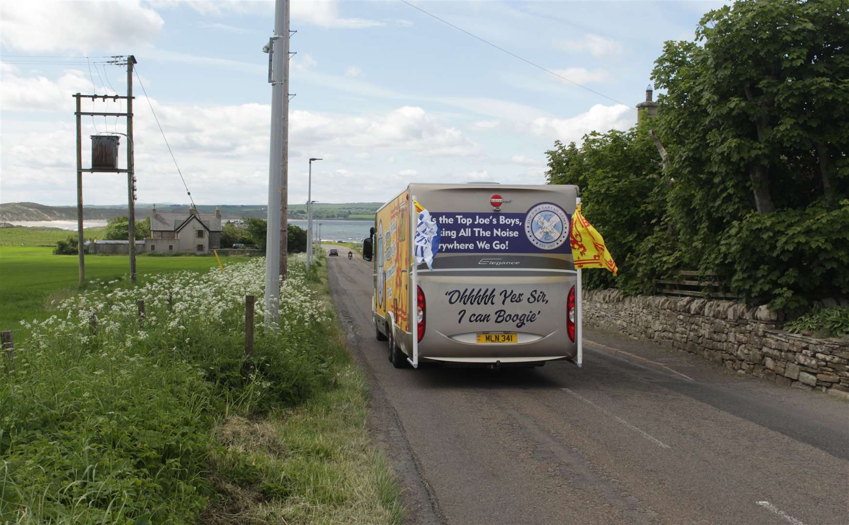 Heading down the road past Dunnet Bay... en route to the delayed Euro 2020 finals. Picture: Alan Hendry