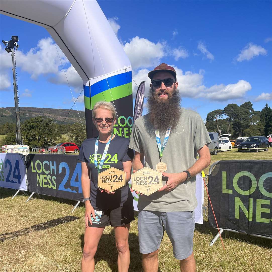Solo winners at the Loch Ness 24, Angela Davidson and Jonny Wolf.