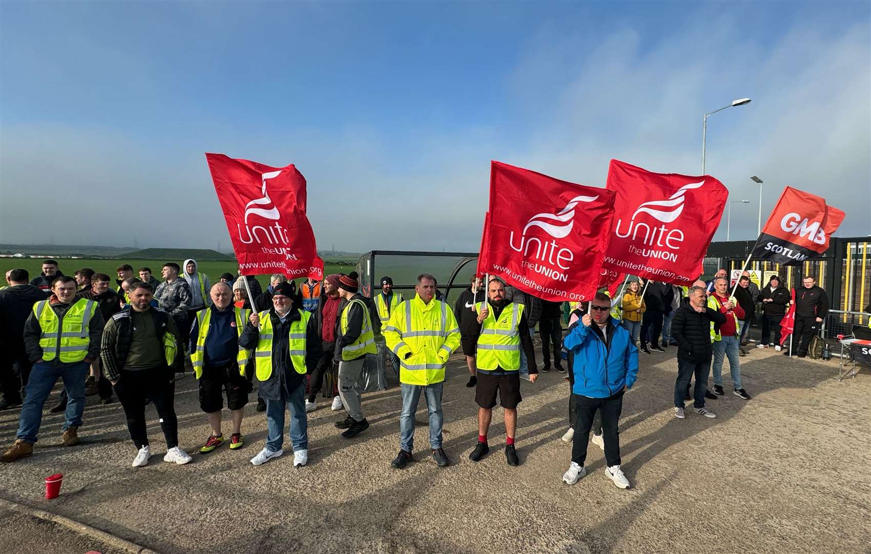 Workers from the Unite and GMB unions on the picket line at Dounreay in May.