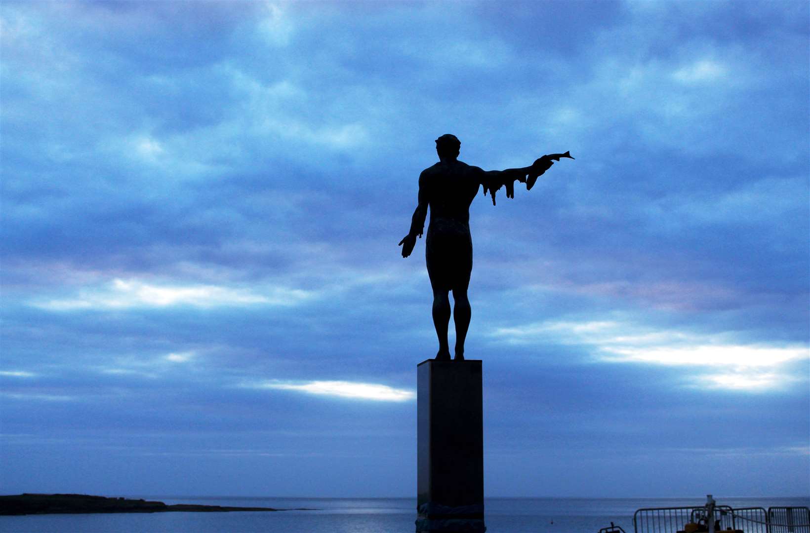 The statue at first light on Friday morning, having been positioned on its plinth on Thursday. Picture: Alan Hendry