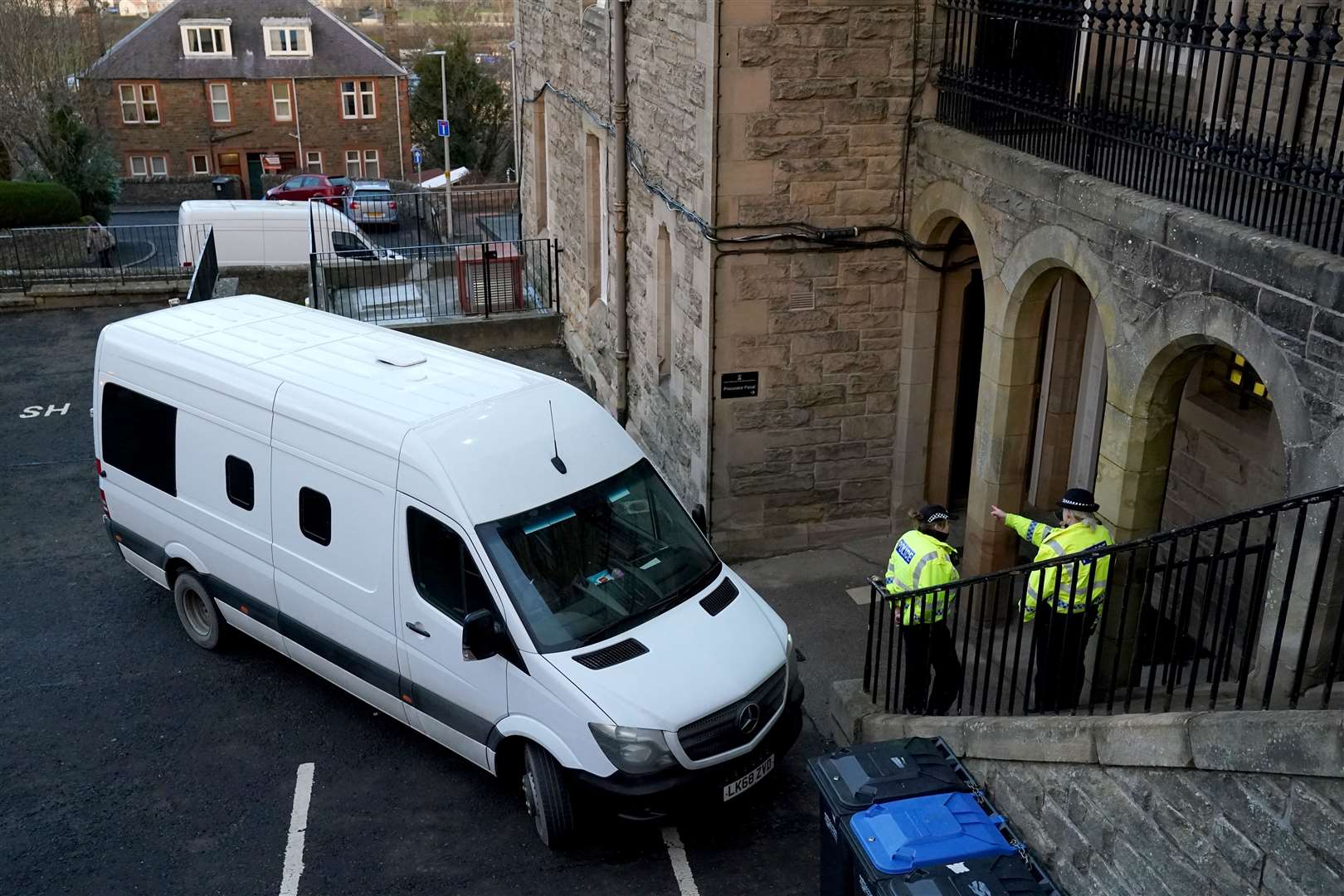 A prison van arrives at Selkirk Sheriff Court, where the 53-year-old is due to appear (Andrew Milligan/PA)