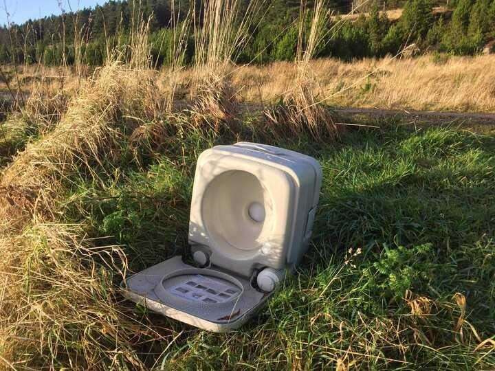 This toilet was found abandoned near Ousdale Broch.