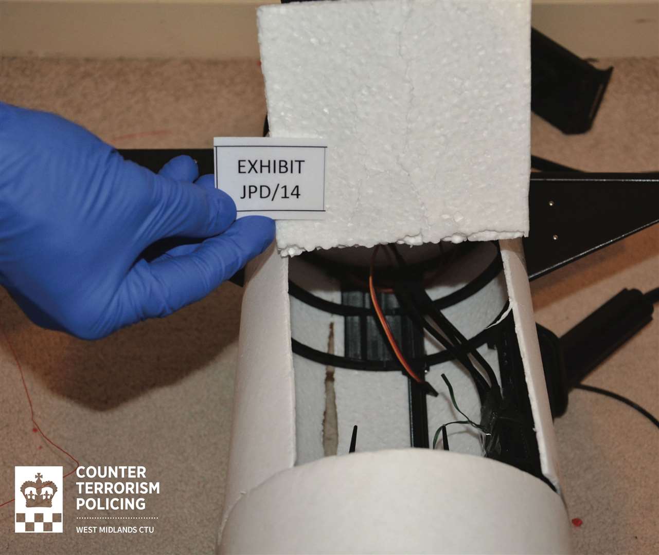 Part of the drone seized by anti-terror officers (West Midlands CTU/PA)