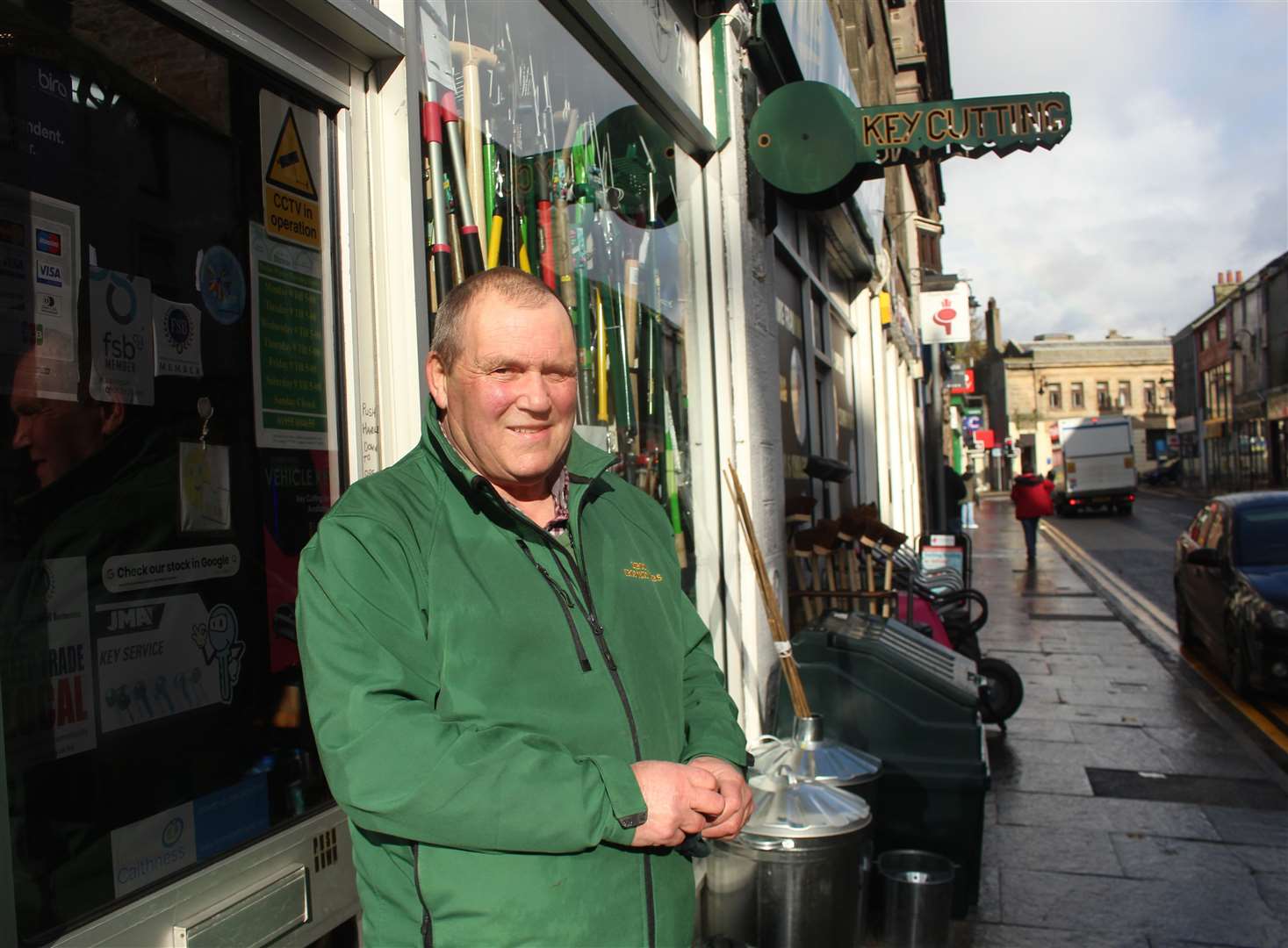 Kevin Milkins outside Birons Ironmongers in Bridge Street, Wick, which has recently been expanded.