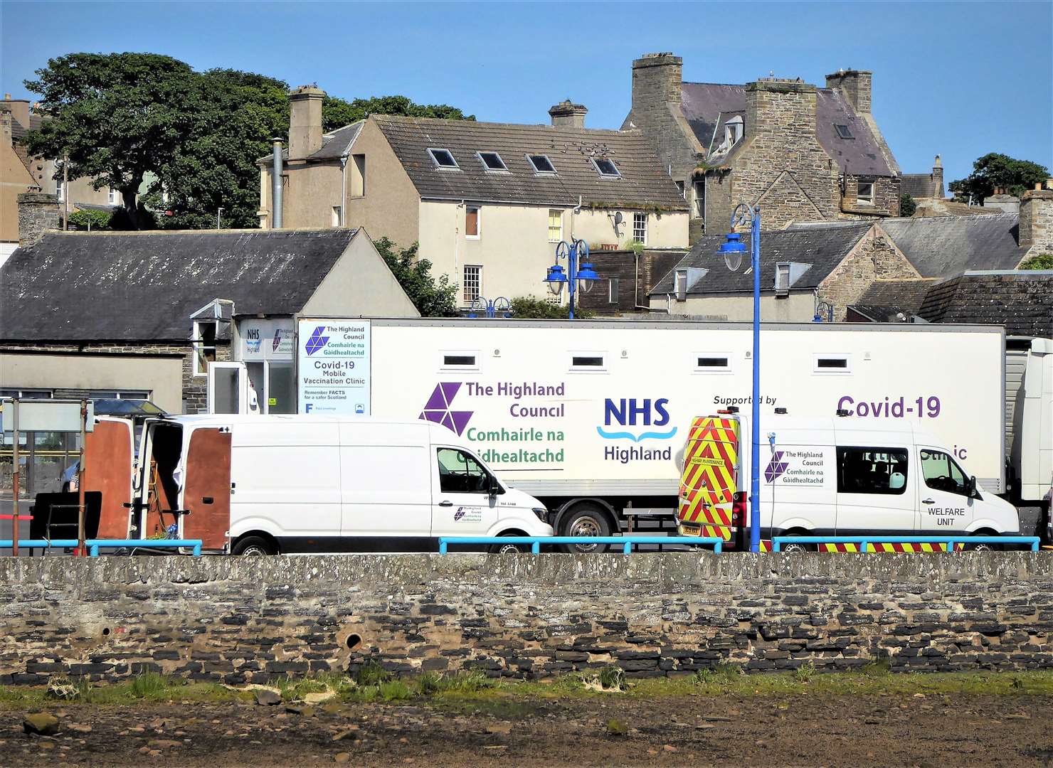 Mobile Covid vaccination clinic at Wick riverside car park recently. Picture: DGS