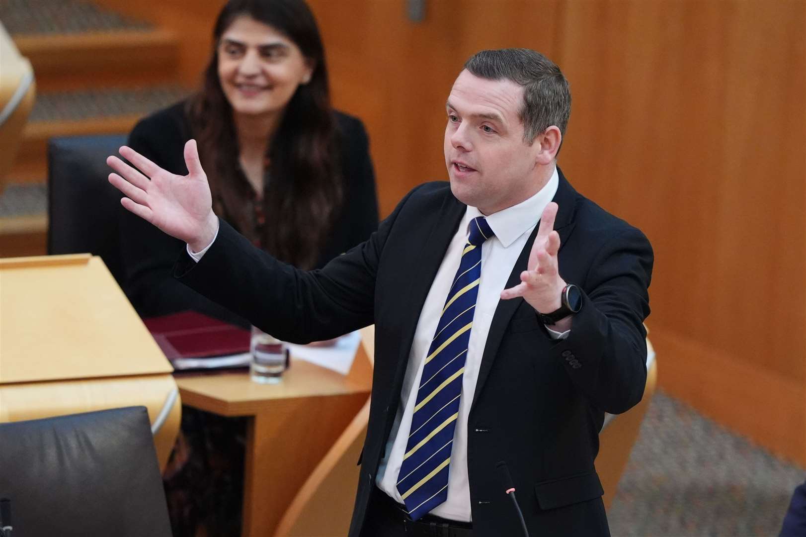 Scottish Conservative leader Douglas Ross claimed Humza Yousaf had resigned ‘in disgrace’ (Andrew Milligan/PA)