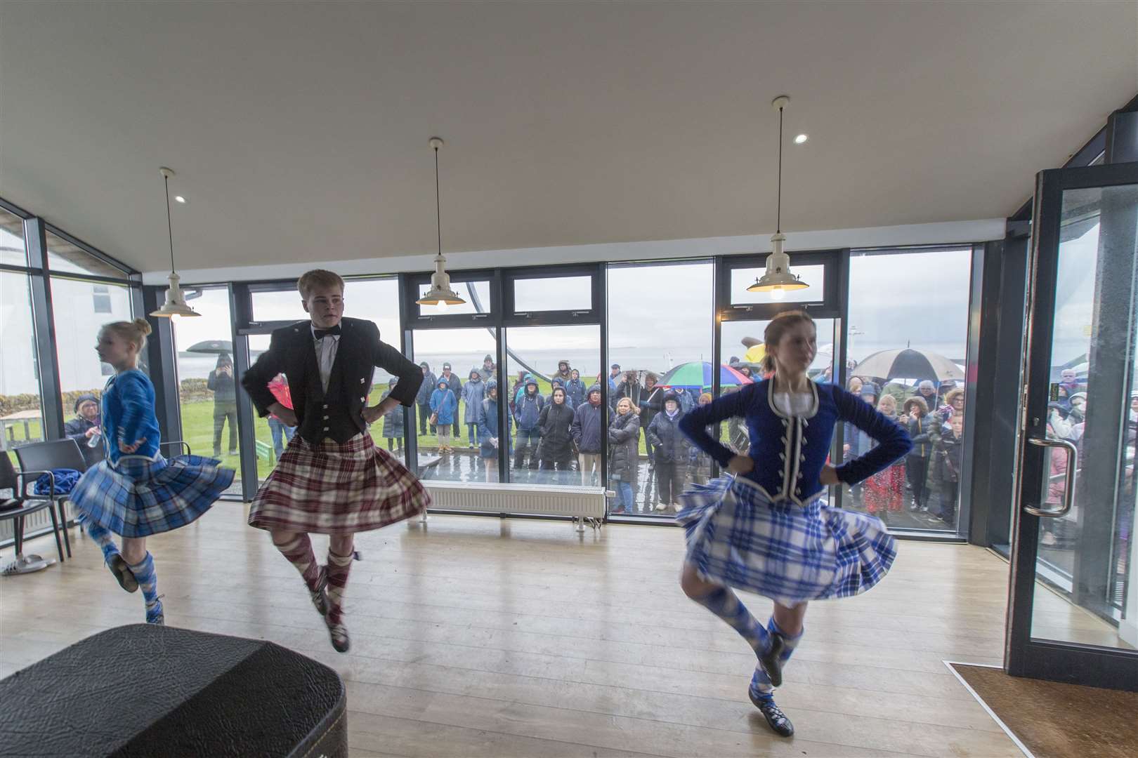 Members of the Violet Leitch School of Dancing give a display in Café Groats as a rather damp audience looks on from outside. Picture: Robert MacDonald / Northern Studios