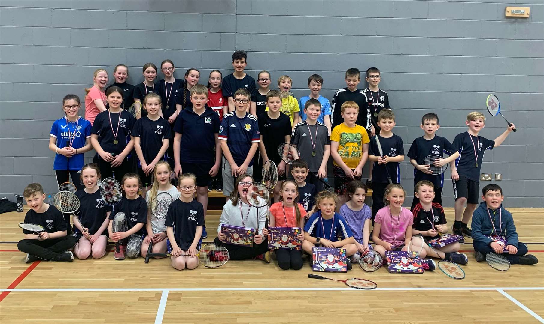Youngsters who took part in the P4-7 tournament held by Caithness Badminton Association.