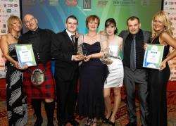 The team at Reids of Caithness – comprising Joanna Groves, Graeme Reid, Scott Newman, Catherine Cowan, Tammy Rendall and Gary and Tracy Reid – celebrate success at the Highlands and Islands Food and Drink Awards in Inverness. Photo: Ewan Weatherspoon.