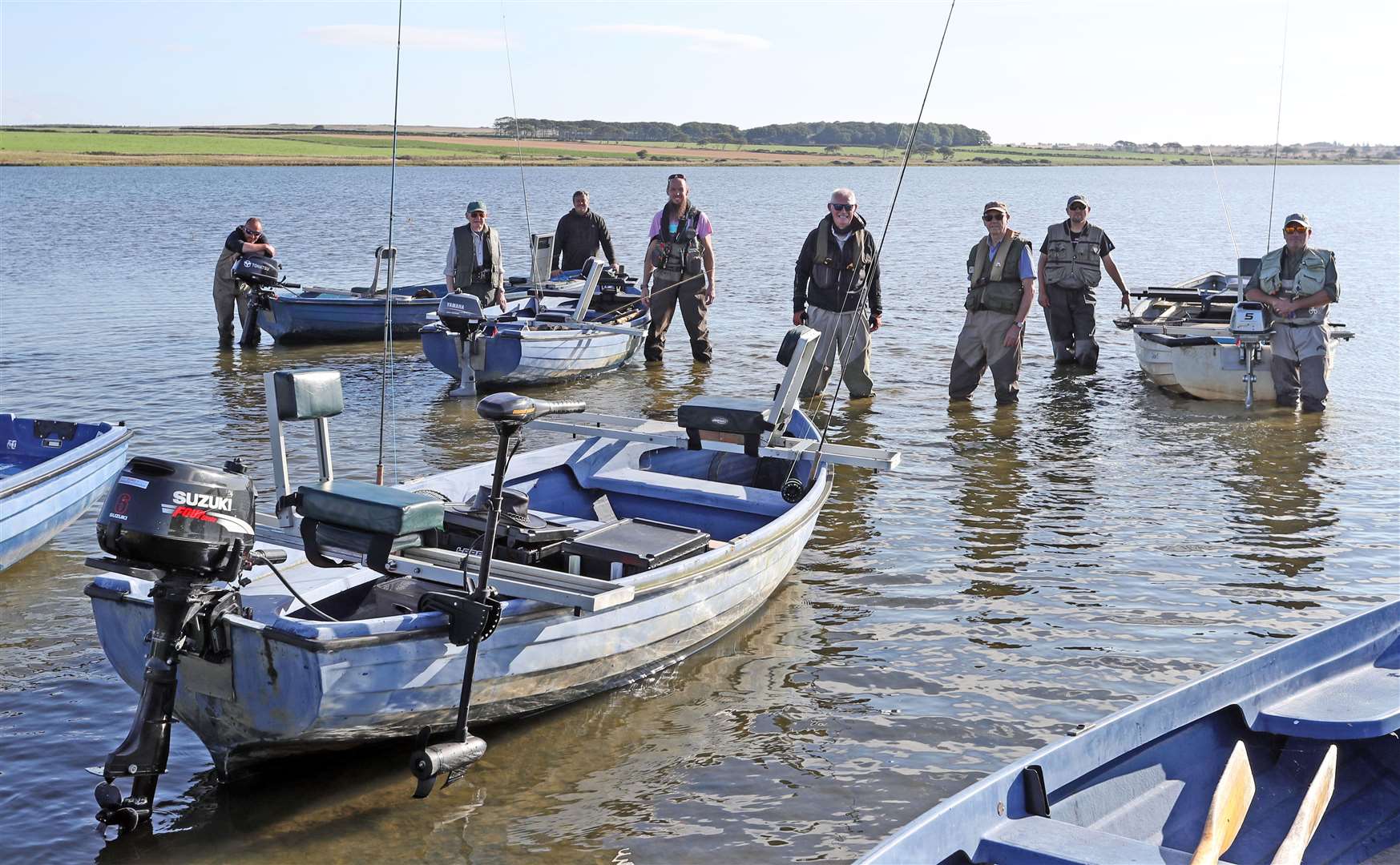 Members of Dounreay Fly Fishing Association before their final boat league competition of the season at Loch Watten in September. Picture: James Gunn
