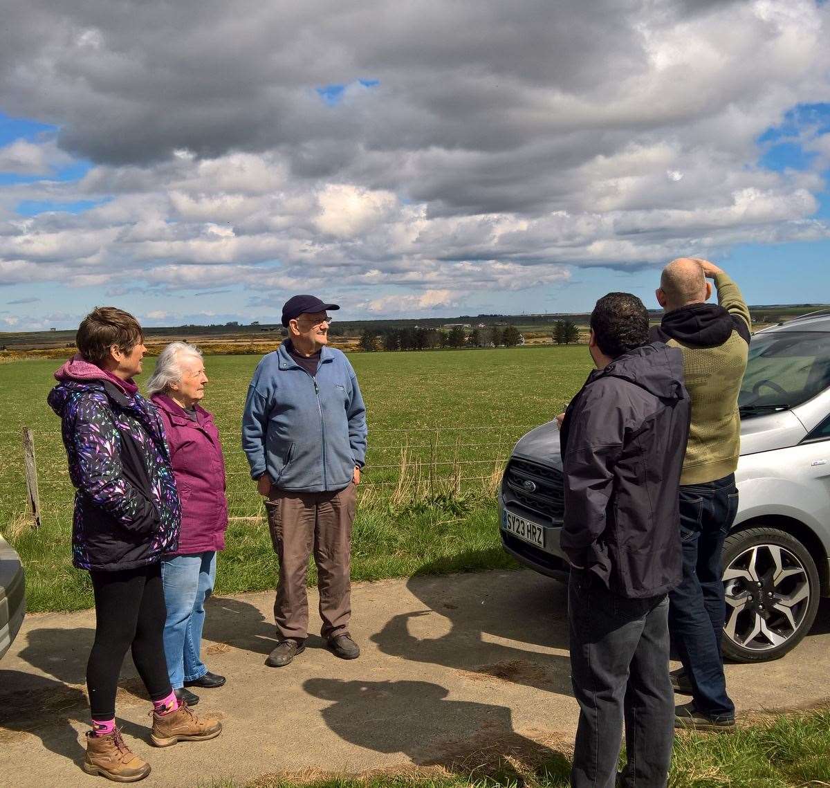 The No to Swarclett group welcomed three representatives of Castletown Community Council to view the proposed site at Bowertower. Picture: No to Swarclett