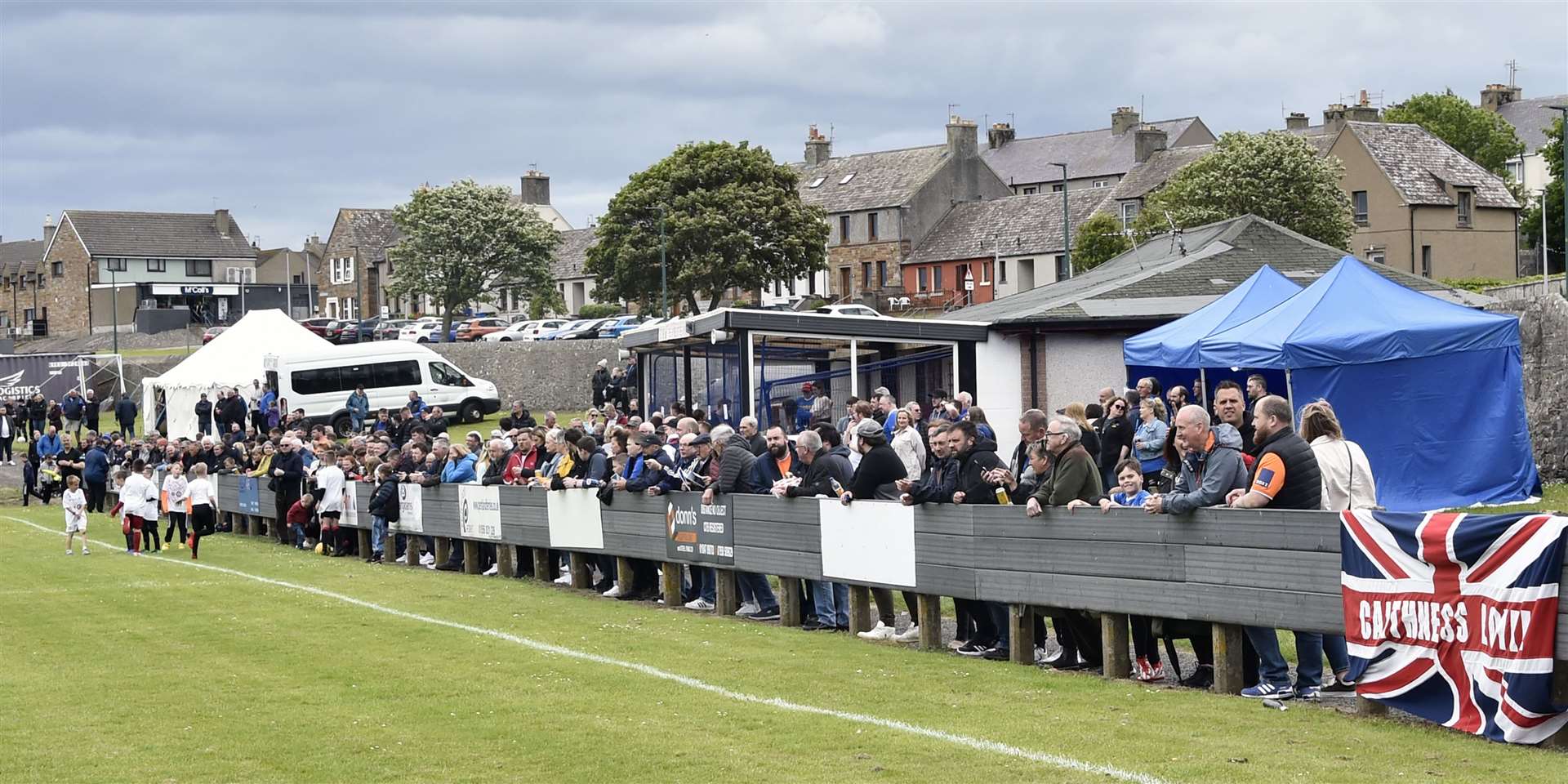 Some of the big crowd at the Dammies for Thurso 999 Services versus Rangers Legends. Picture: Mel Roger