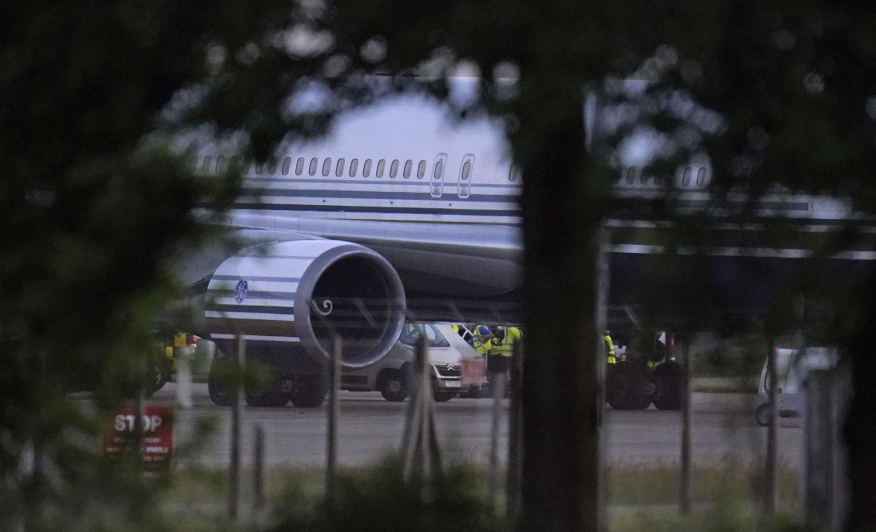 A Boeing 767 at MoD Boscombe Down, near Salisbury, believed to be the plane due to take asylum seekers to Rwanda (Andrew Matthews/PA)