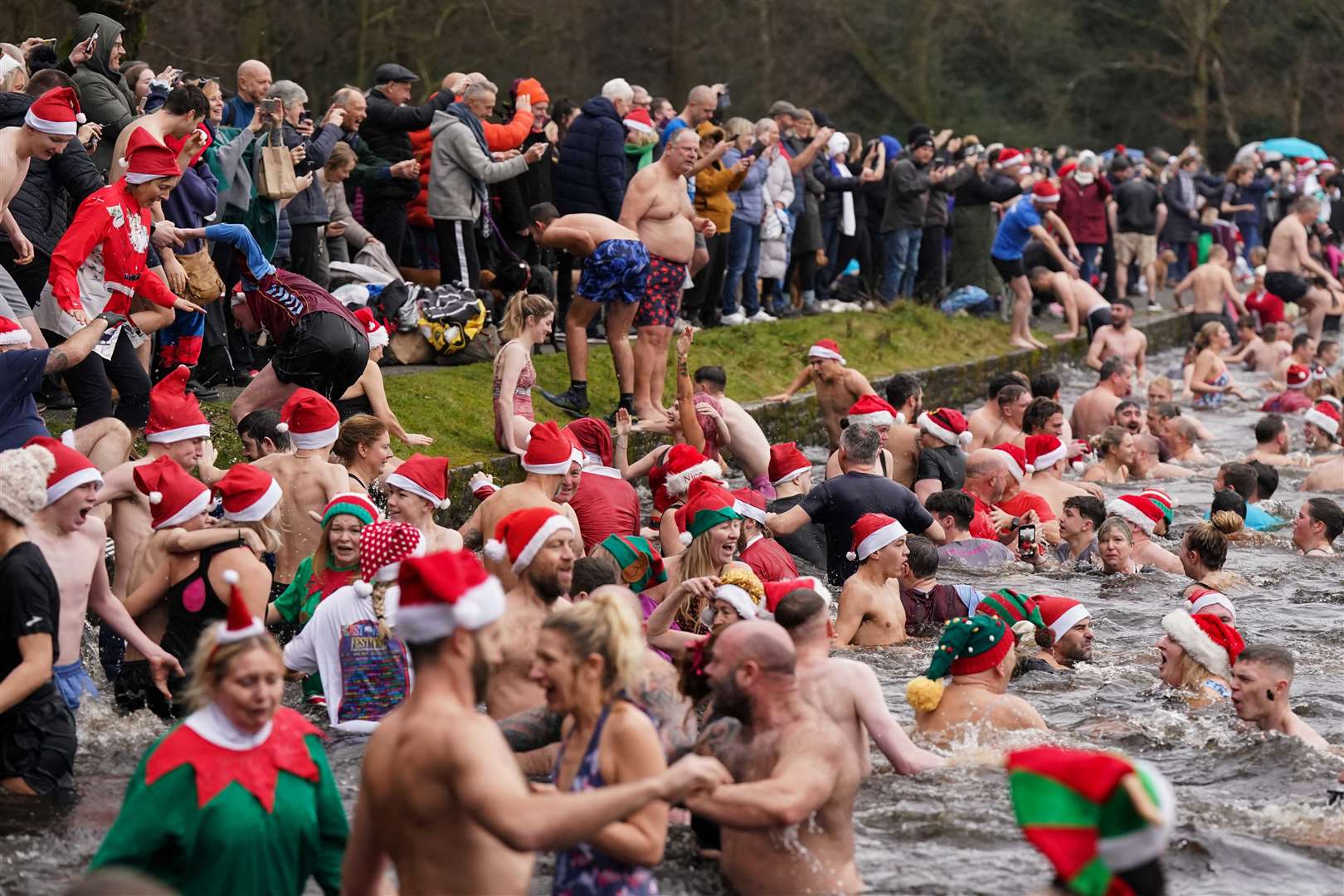 Birmingham’s Christmas swim was attended by hundreds of people willing to take the plunge (Jacob King/PA)