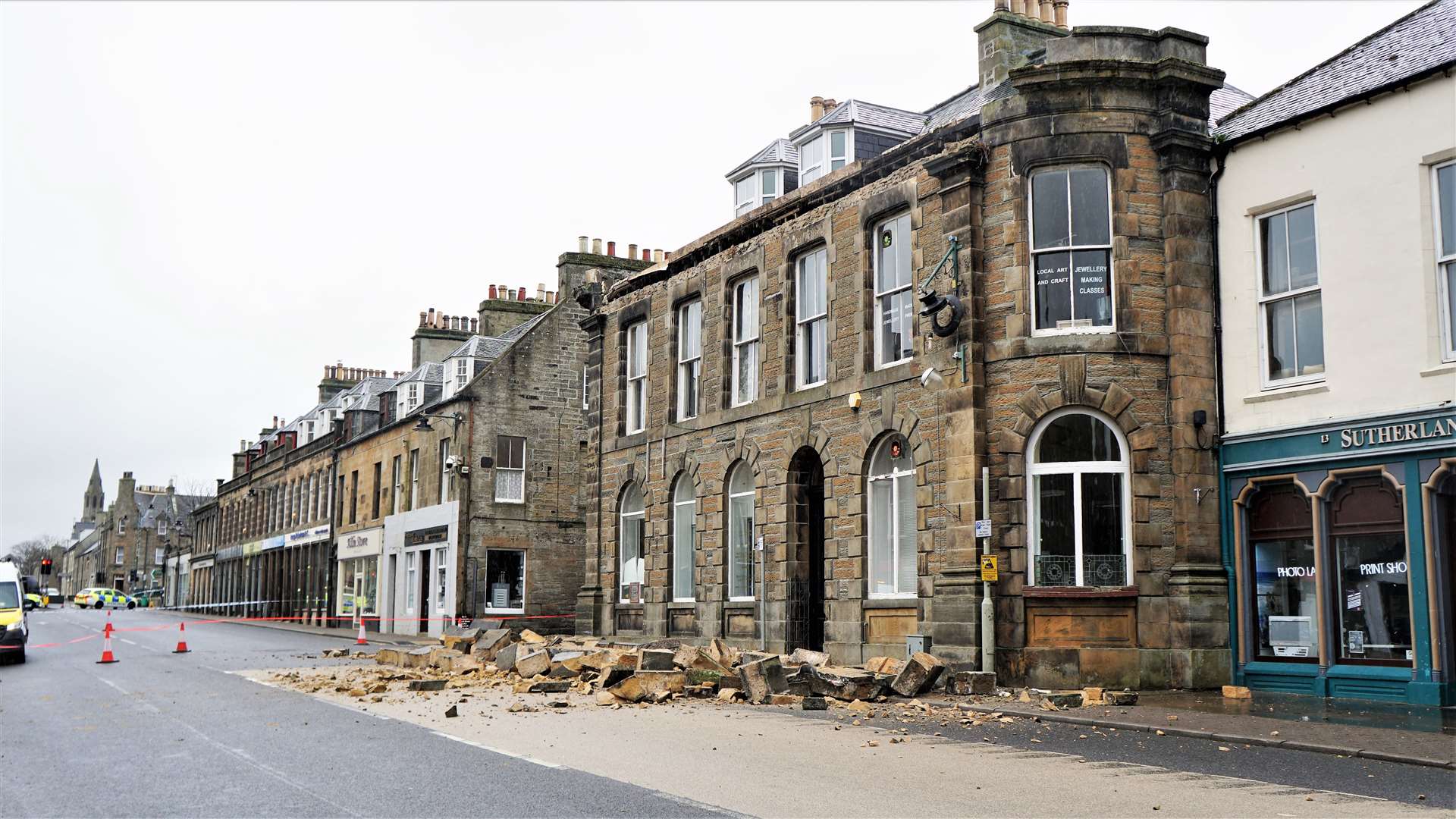 A section of the roof collapsed onto the street in the early hours of Monday. Pictures: DGS