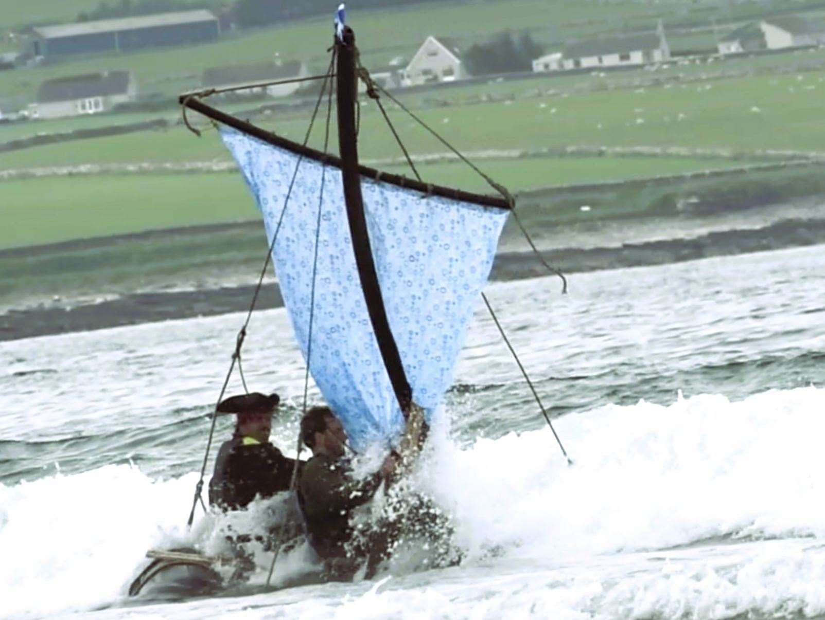 Dan and George struggle against the waves. Picture: ECHT
