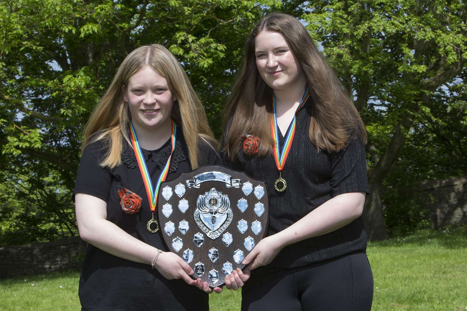 The Gordon Alexander Memorial Shield, the overall trophy for instrumental duets, was won by Camilla Elder (left) and Freya Swanson. The trophy was especially poignant for Camilla as it had been donated in 1988 in memory of her late grandfather who had died the previous year. Picture: Robert MacDonald / Northern Studios