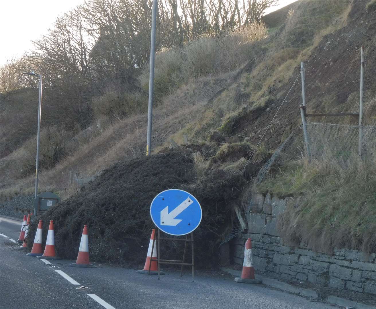 The landslide took place in March which lead to work by BEAR Scotland to secure the cliff. Picture: Alison Reiss