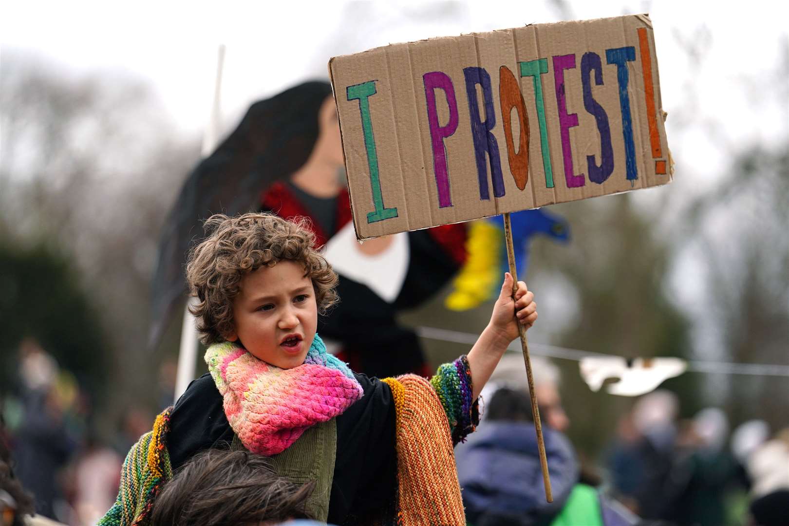 A child takes part in a pro-Palestine march in central London (Jordan Pettitt/PA)